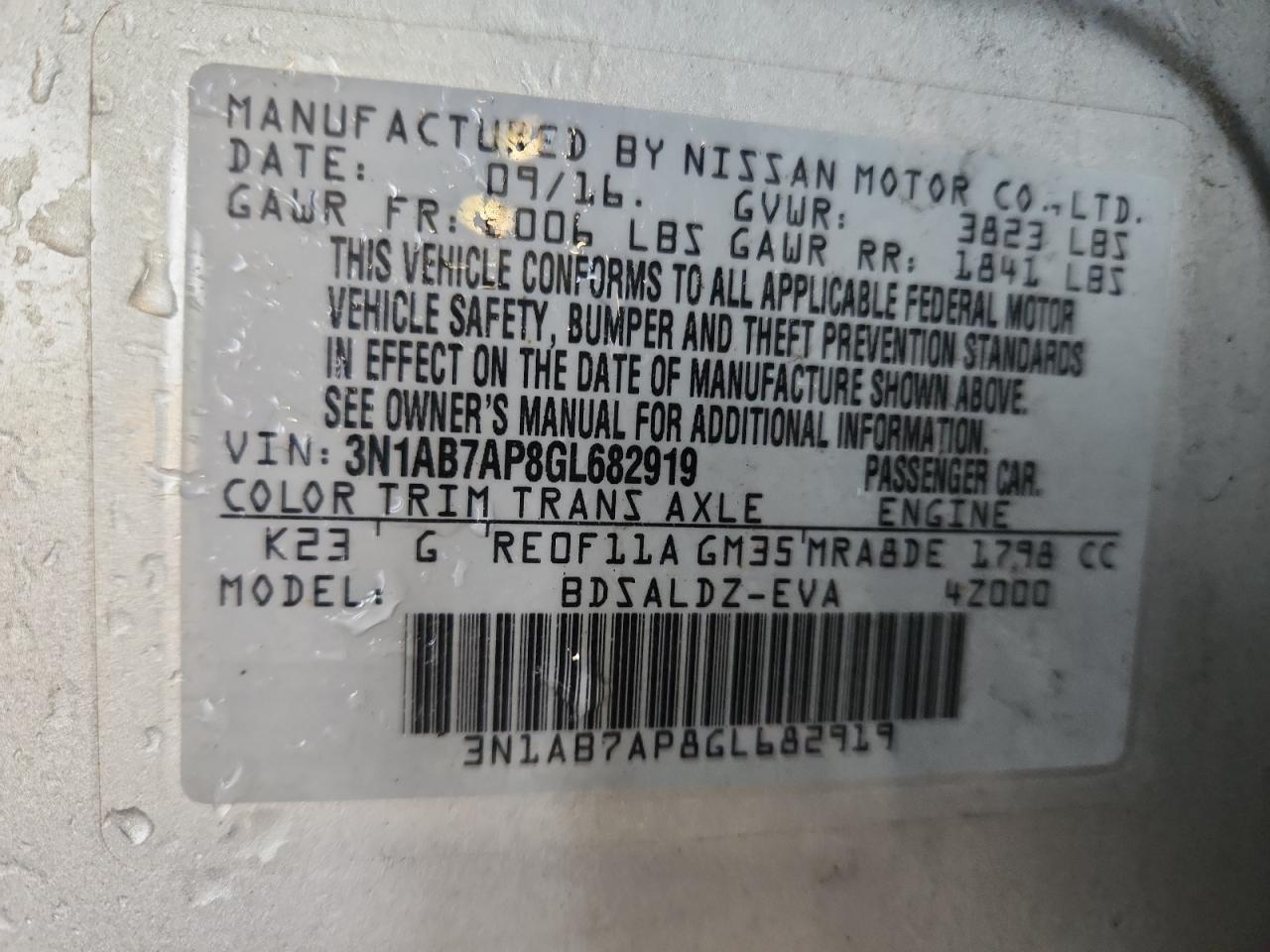 2016 Nissan Sentra Sv Silver vin: 3N1AB7AP8GL682919