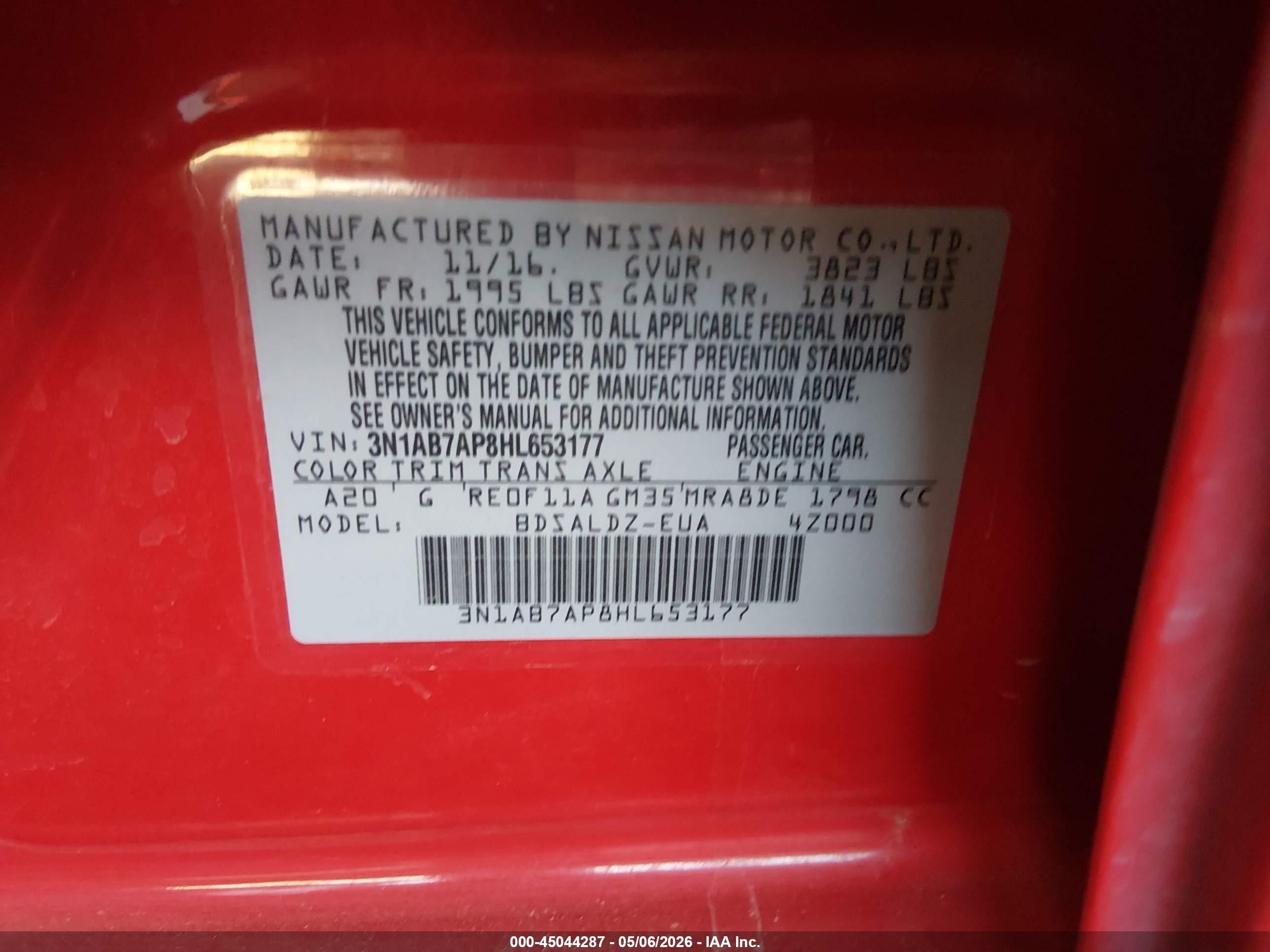 2017 Nissan Sentra Sv Красный vin: 3N1AB7AP8HL653177