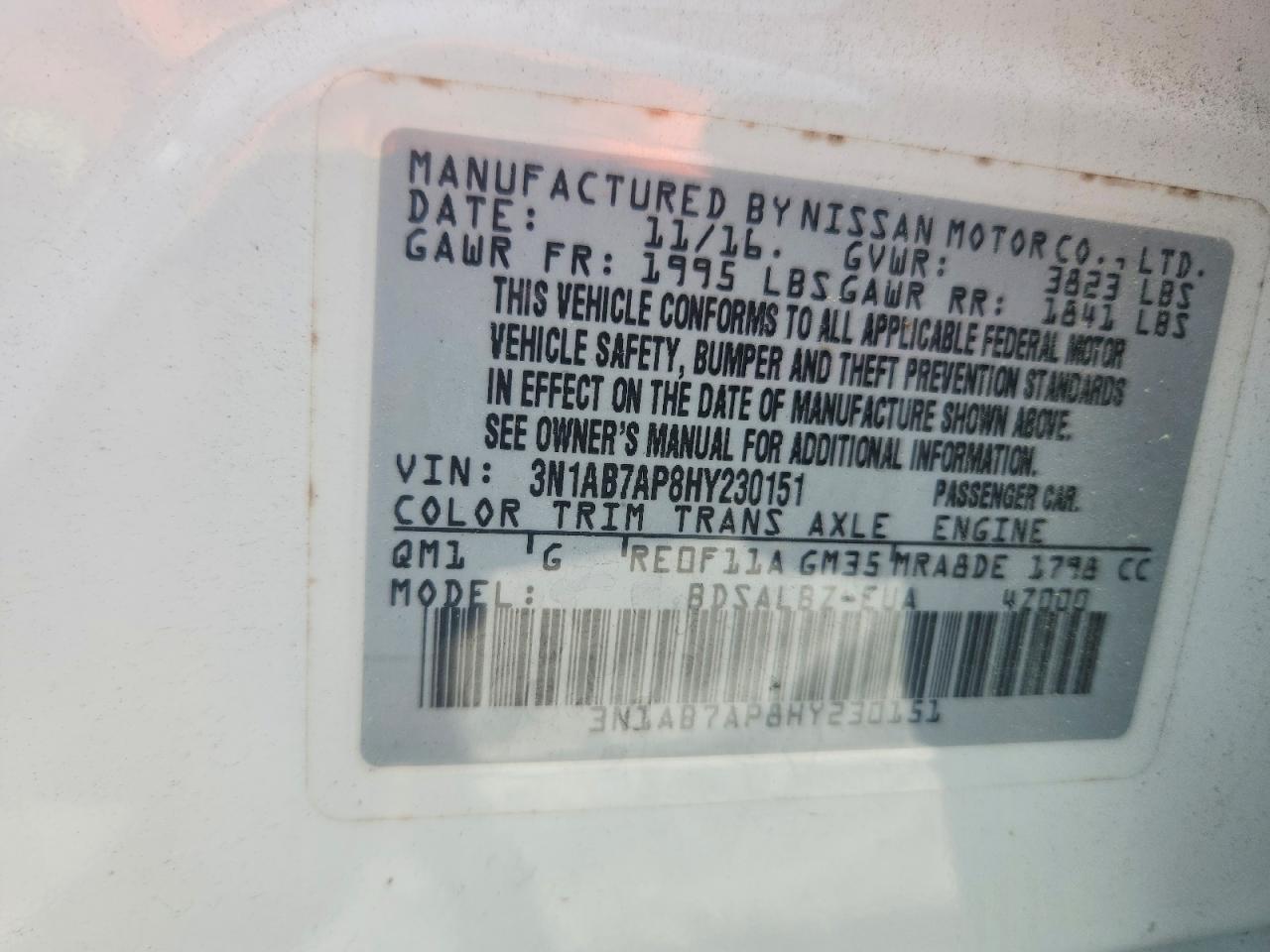 2017 Nissan Sentra S White vin: 3N1AB7AP8HY230151