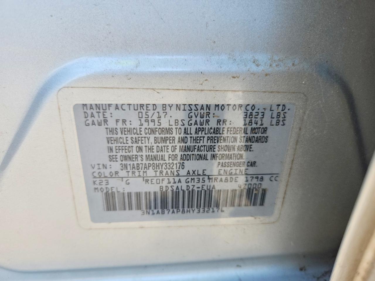 2017 Nissan Sentra Sv Серебряный vin: 3N1AB7AP8HY332176
