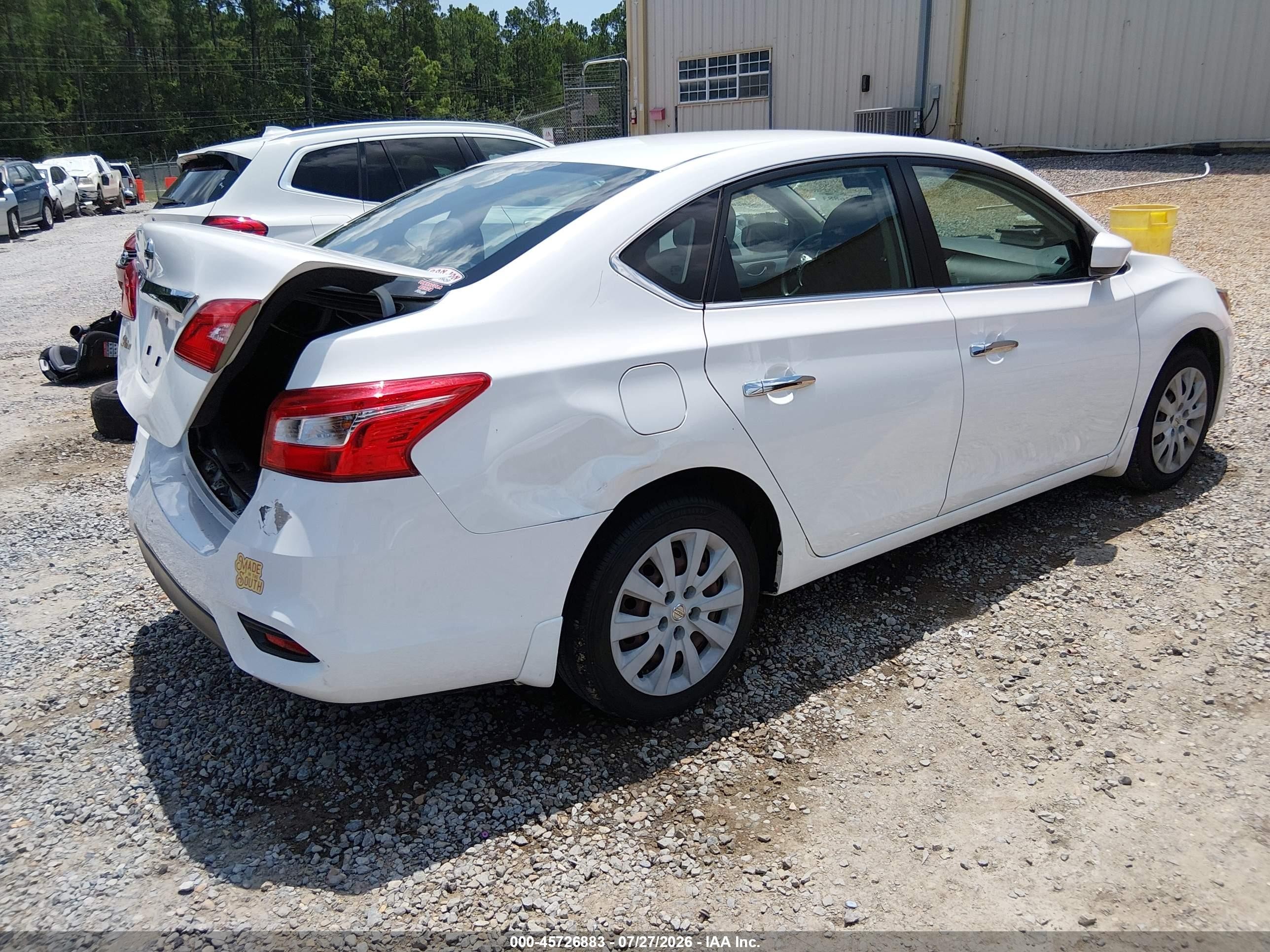2019 Nissan Sentra S White vin: 3N1AB7AP8KY318236