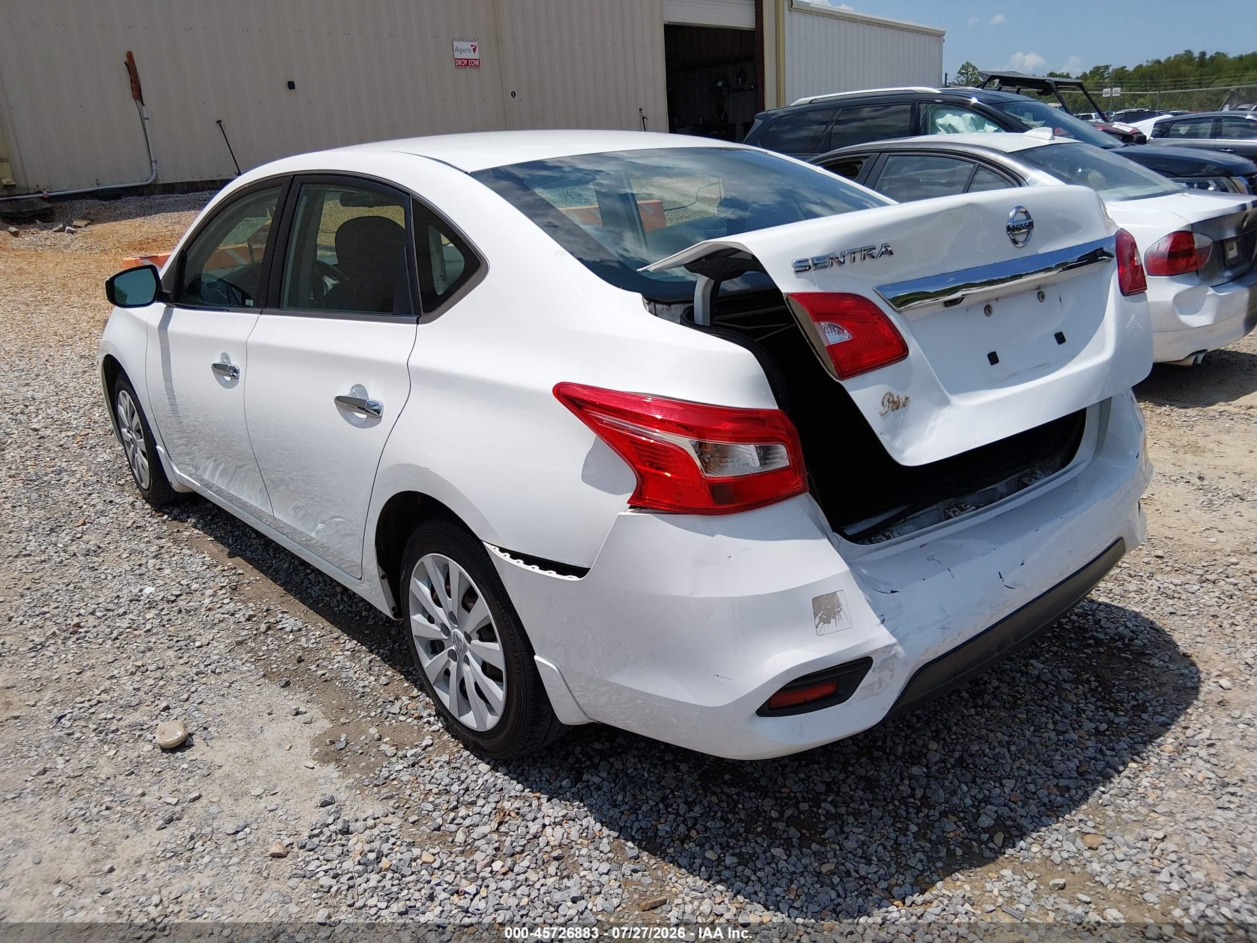 2019 Nissan Sentra S White vin: 3N1AB7AP8KY318236