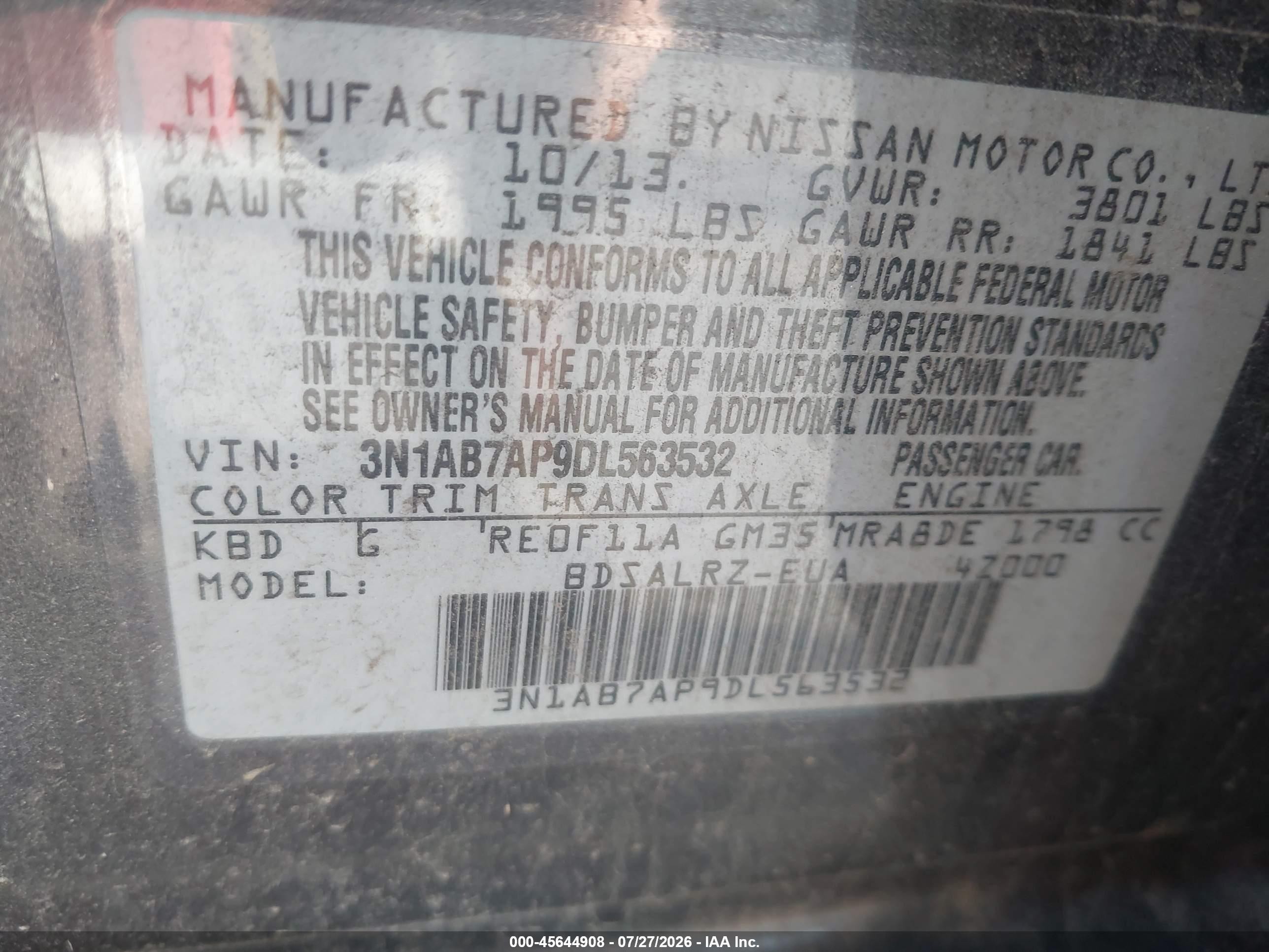 2013 Nissan Sentra Sr Gray vin: 3N1AB7AP9DL563532