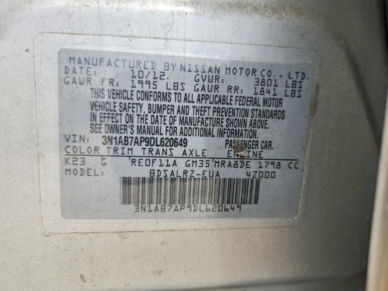 2013 Nissan Sentra S Silver vin: 3N1AB7AP9DL620649