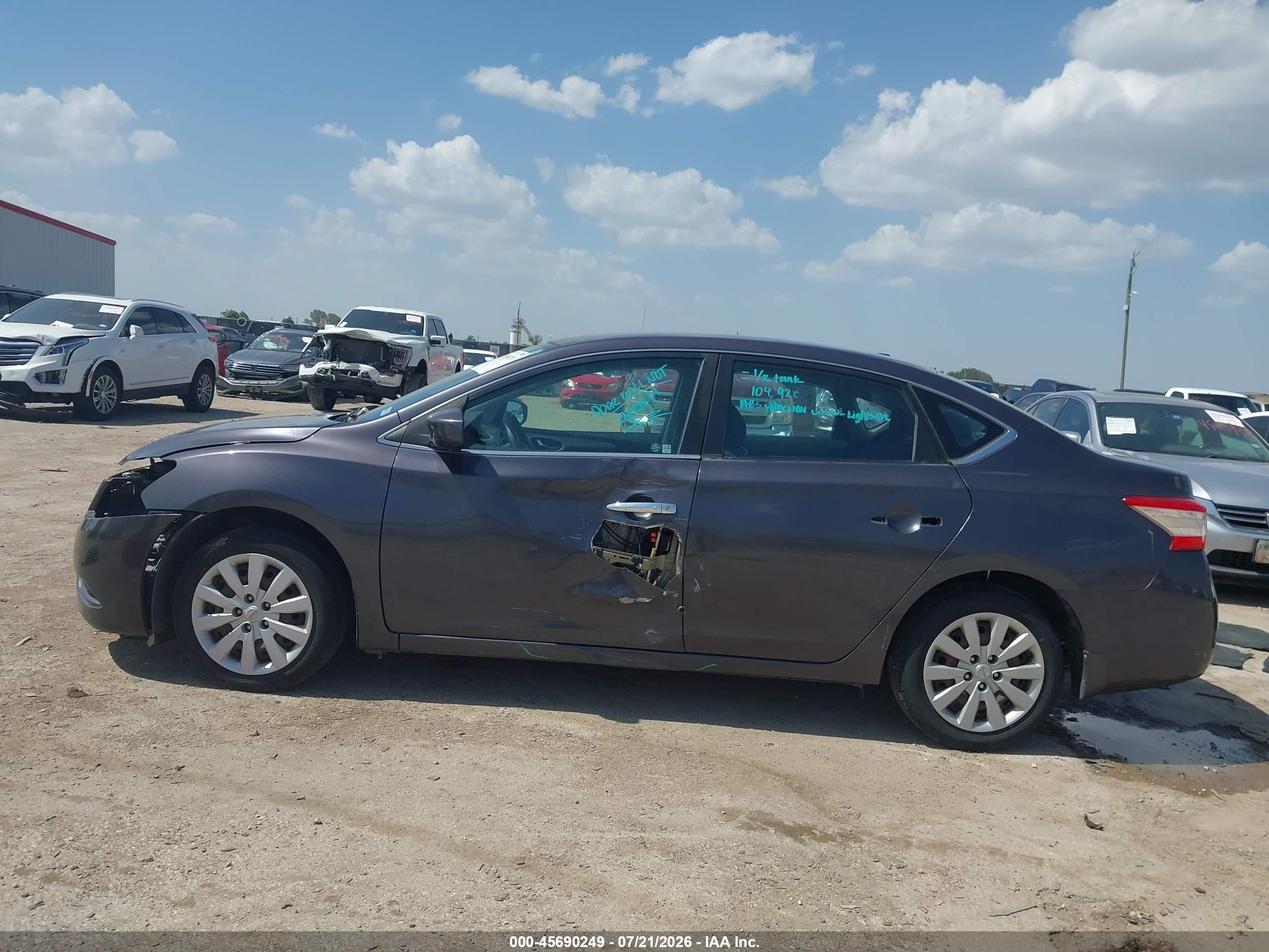 2013 Nissan Sentra Sv Gray vin: 3N1AB7AP9DL648726