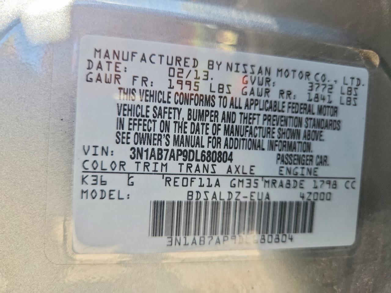 2013 Nissan Sentra S Gray vin: 3N1AB7AP9DL680804