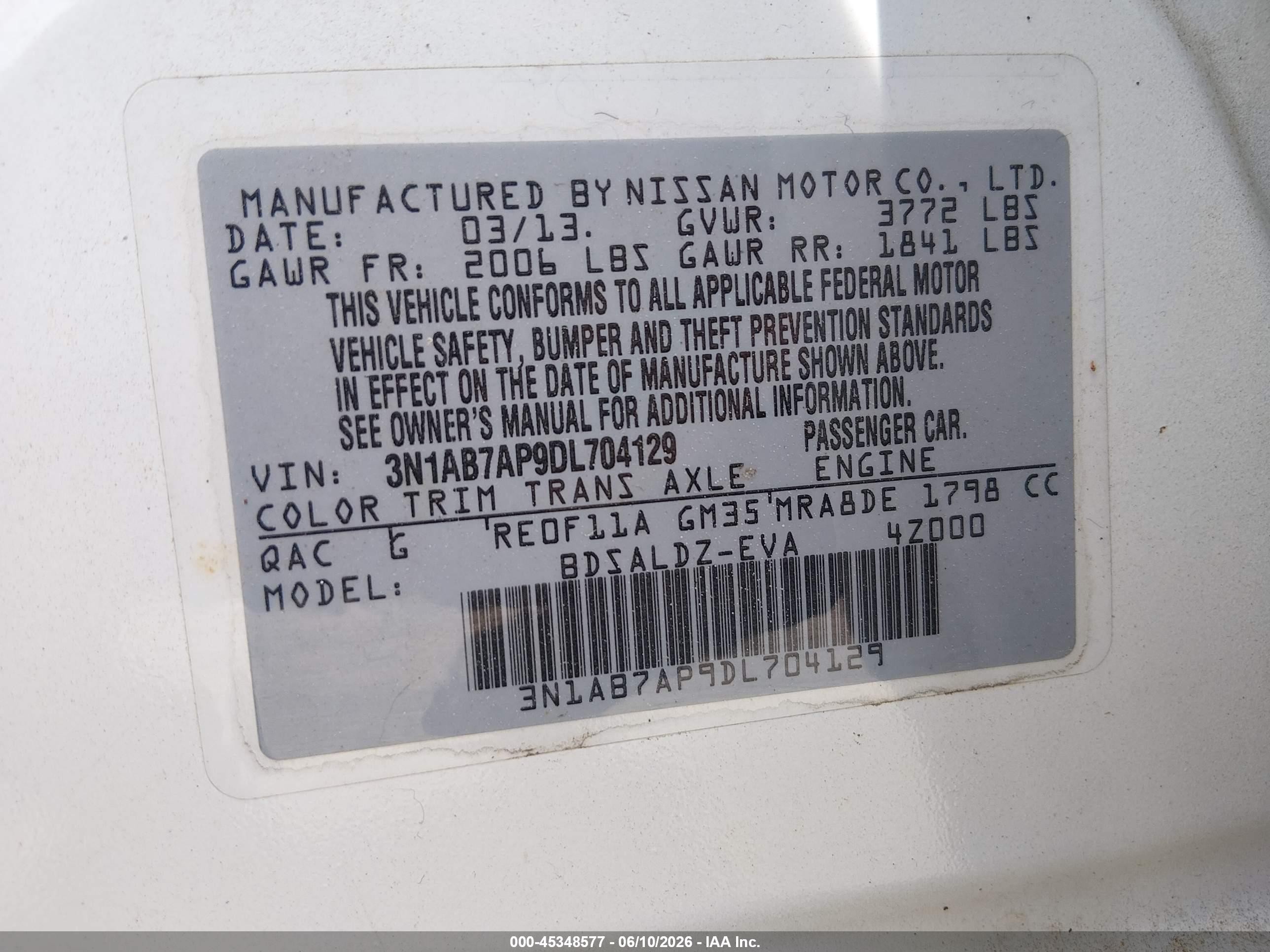 2013 Nissan Sentra Sv White vin: 3N1AB7AP9DL704129