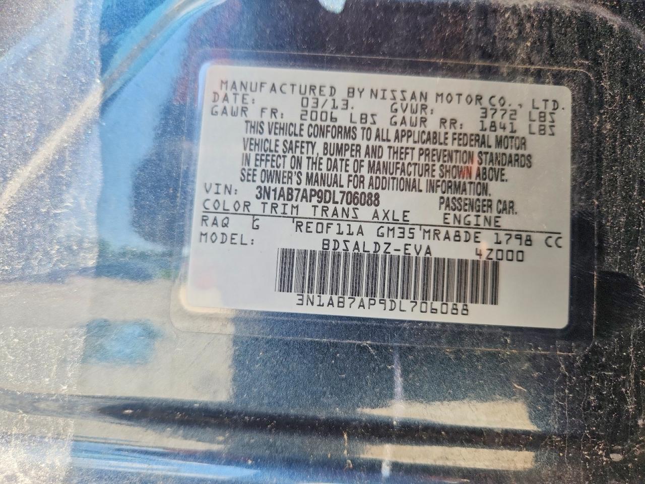 2013 Nissan Sentra S Синий vin: 3N1AB7AP9DL706088
