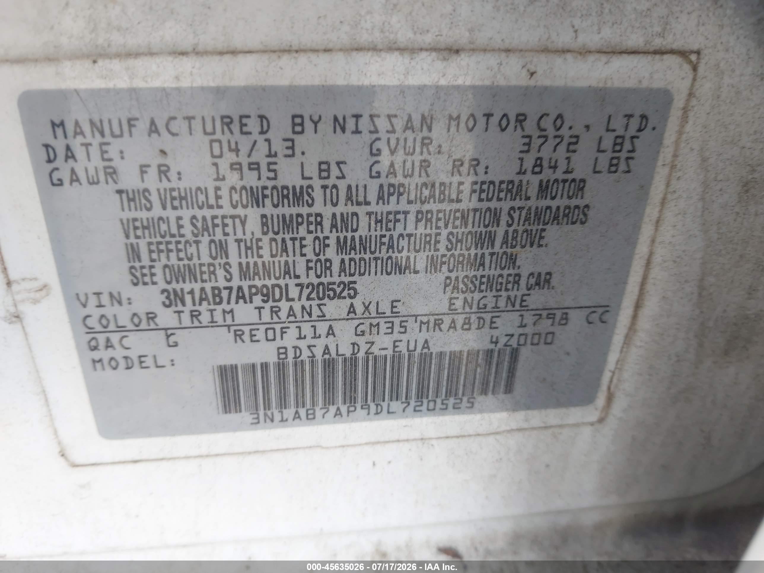 2013 Nissan Sentra Sv White vin: 3N1AB7AP9DL720525