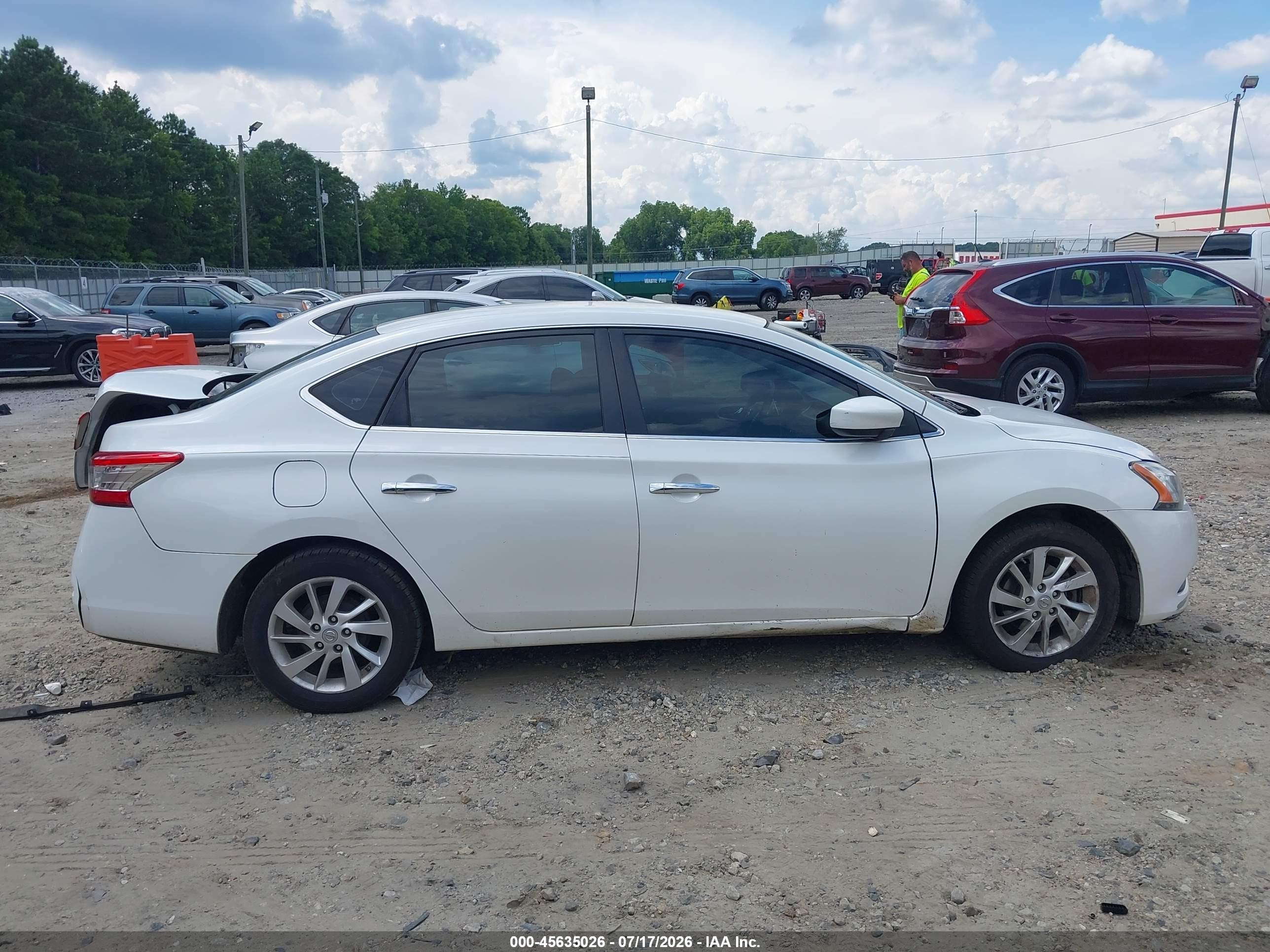2013 Nissan Sentra Sv White vin: 3N1AB7AP9DL720525