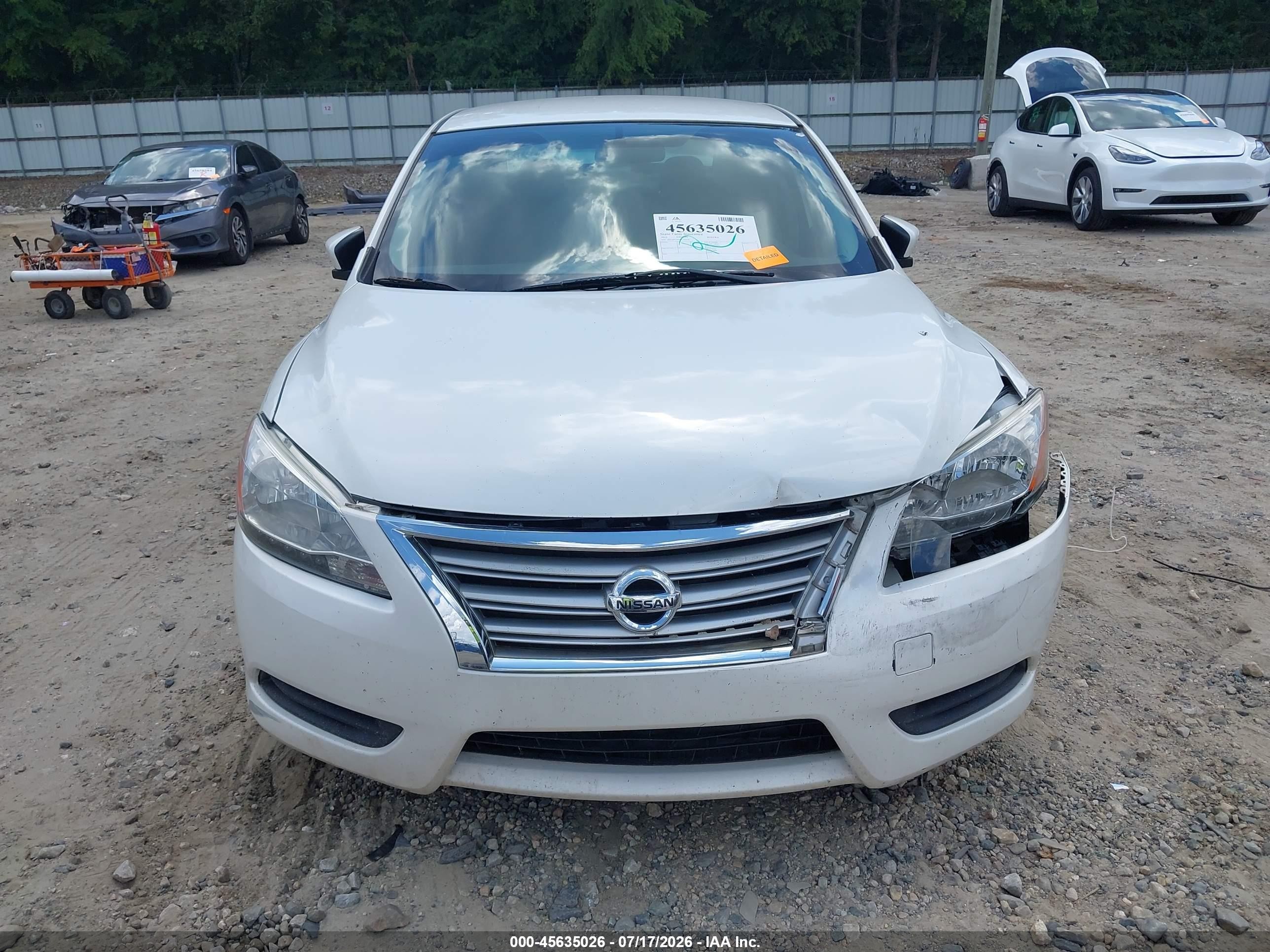 2013 Nissan Sentra Sv White vin: 3N1AB7AP9DL720525