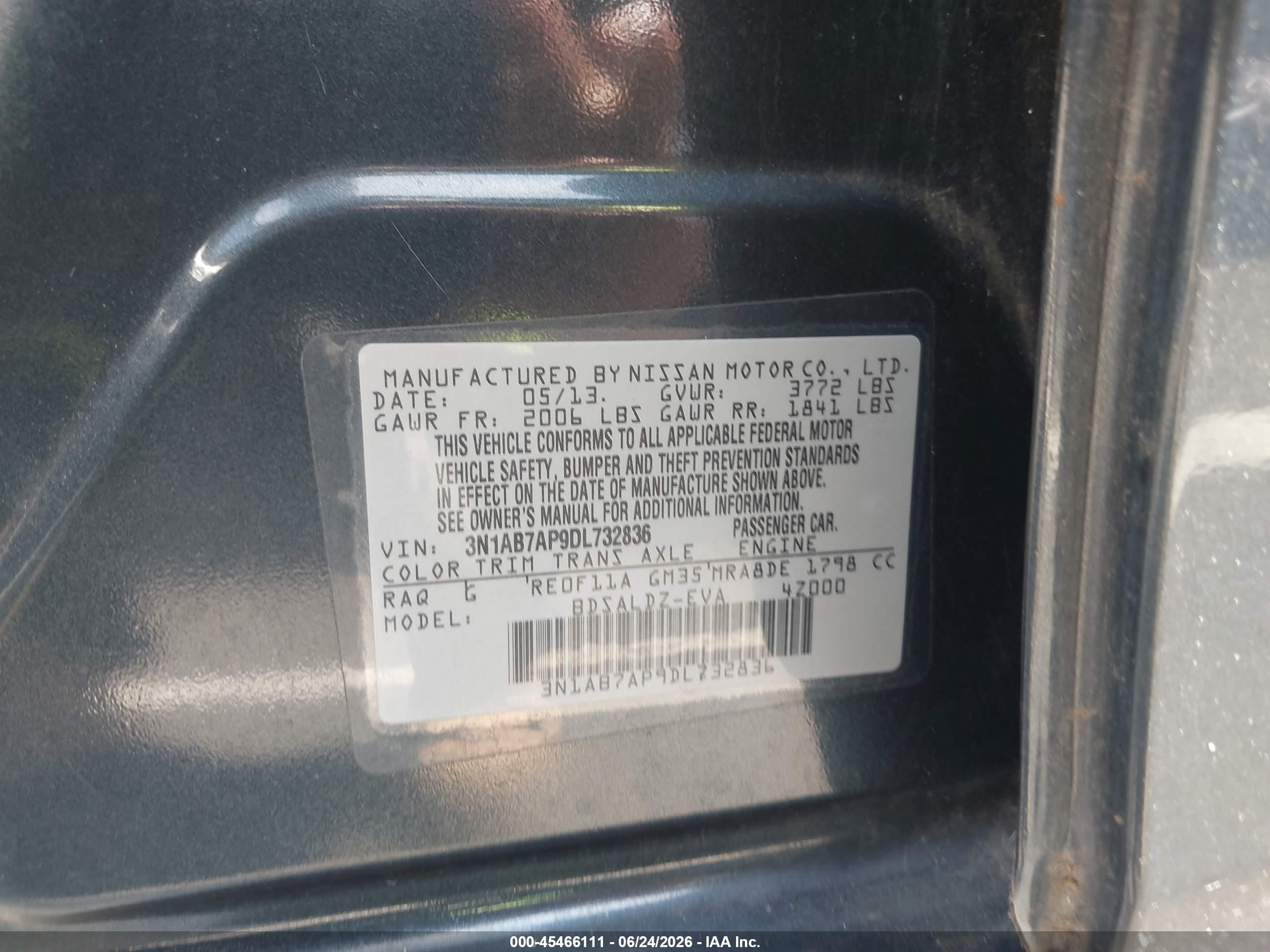2013 Nissan Sentra Sv Dark Blue vin: 3N1AB7AP9DL732836