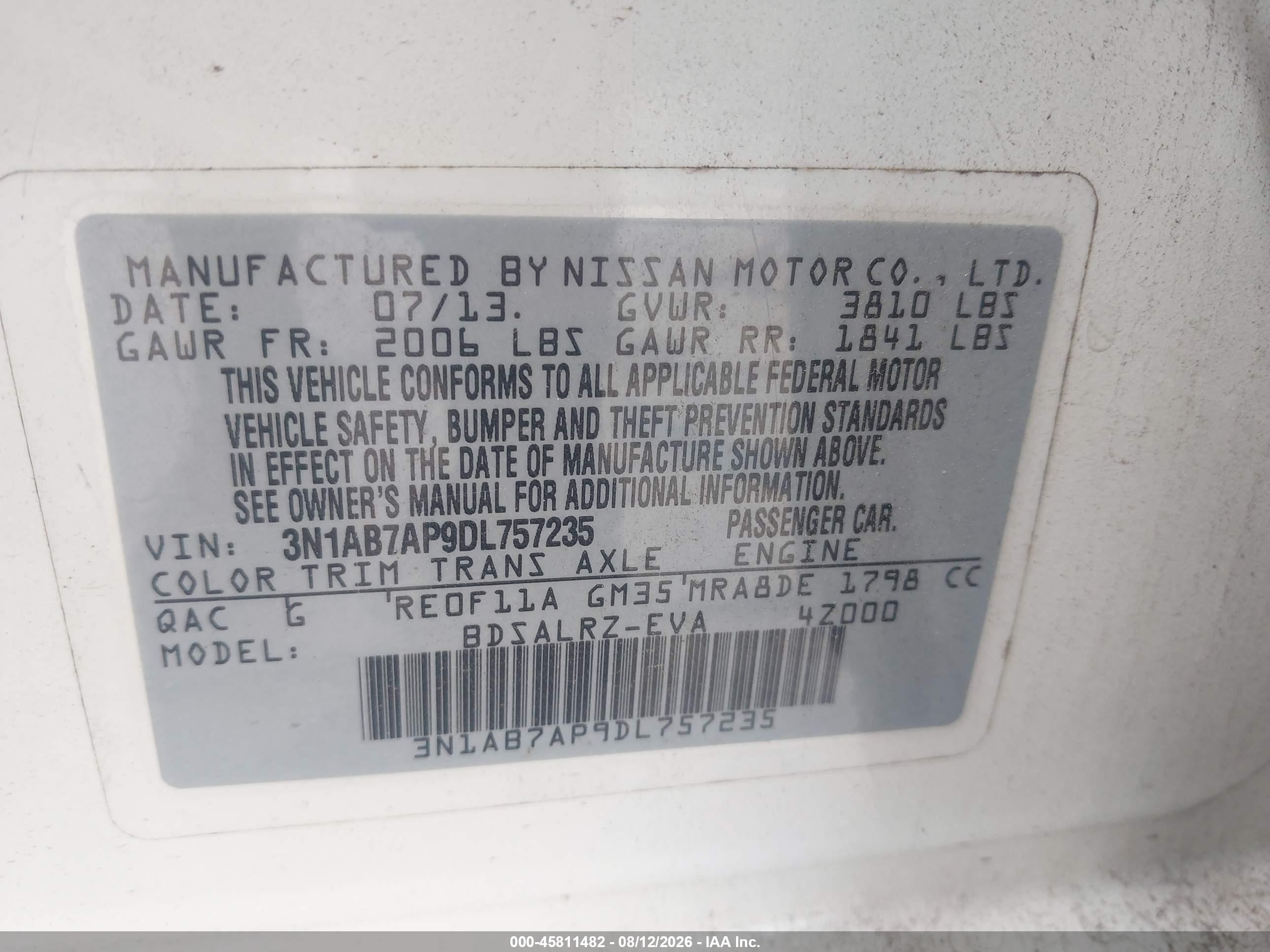 2013 Nissan Sentra Sr White vin: 3N1AB7AP9DL757235