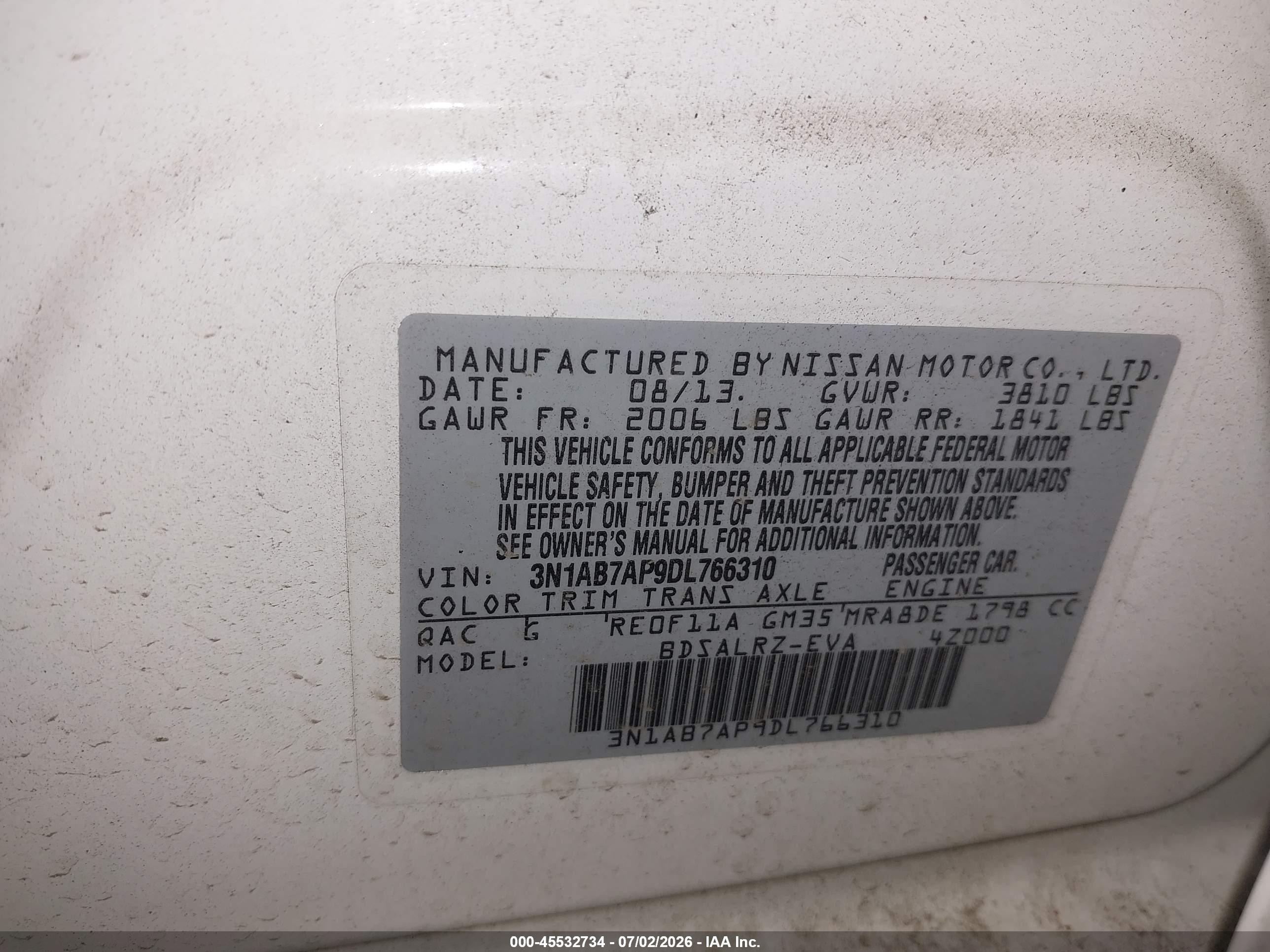 2013 Nissan Sentra Sr Белый vin: 3N1AB7AP9DL766310