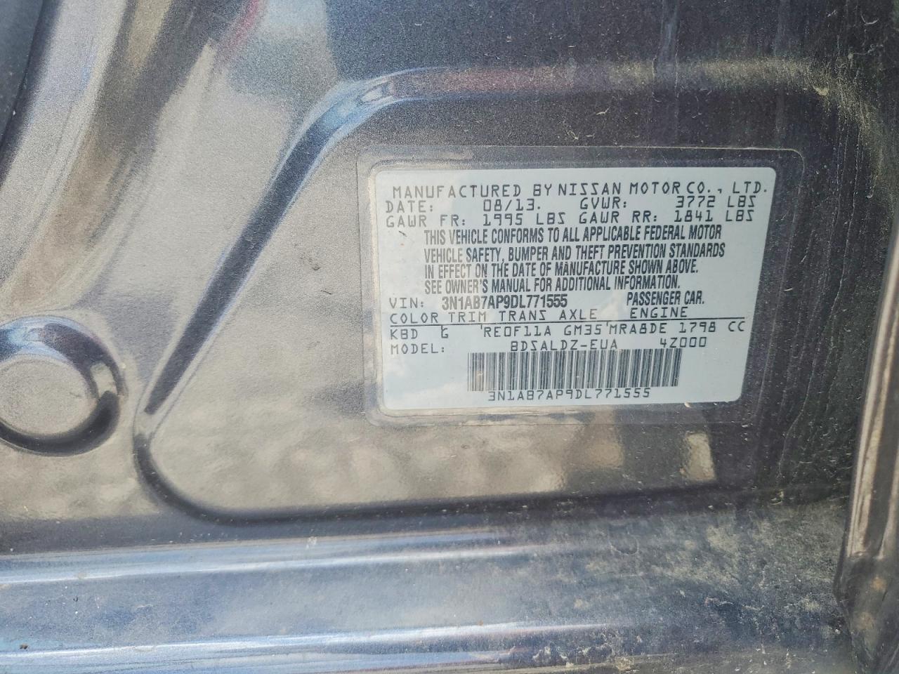 2013 Nissan Sentra S Gray vin: 3N1AB7AP9DL771555