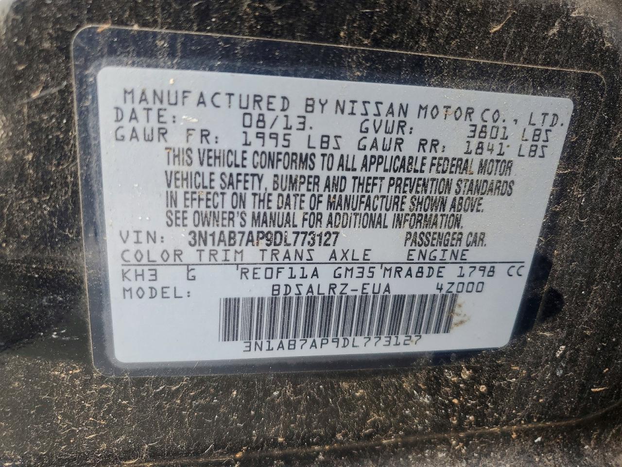 2013 Nissan Sentra S Black vin: 3N1AB7AP9DL773127
