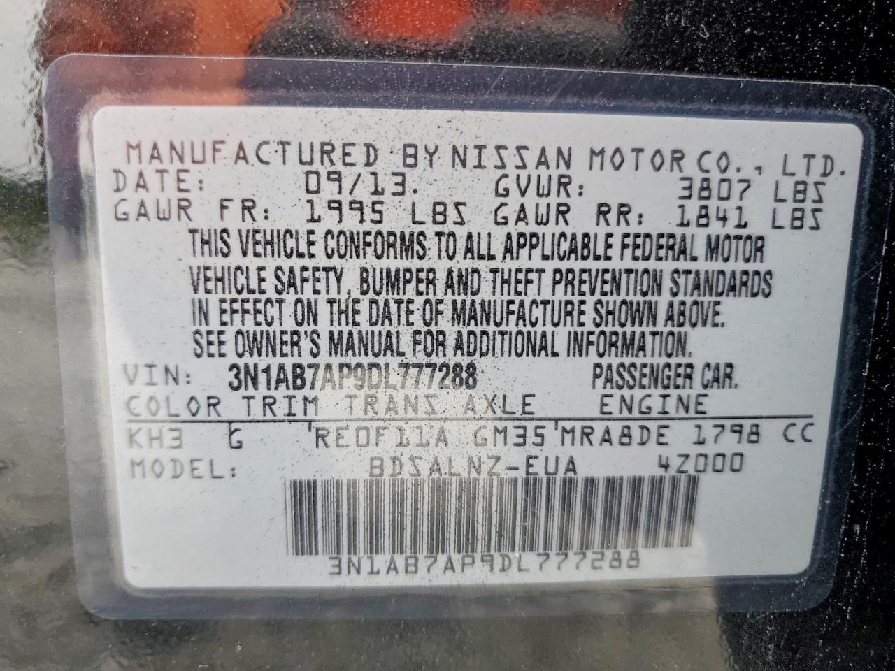 2013 Nissan Sentra S Black vin: 3N1AB7AP9DL777288