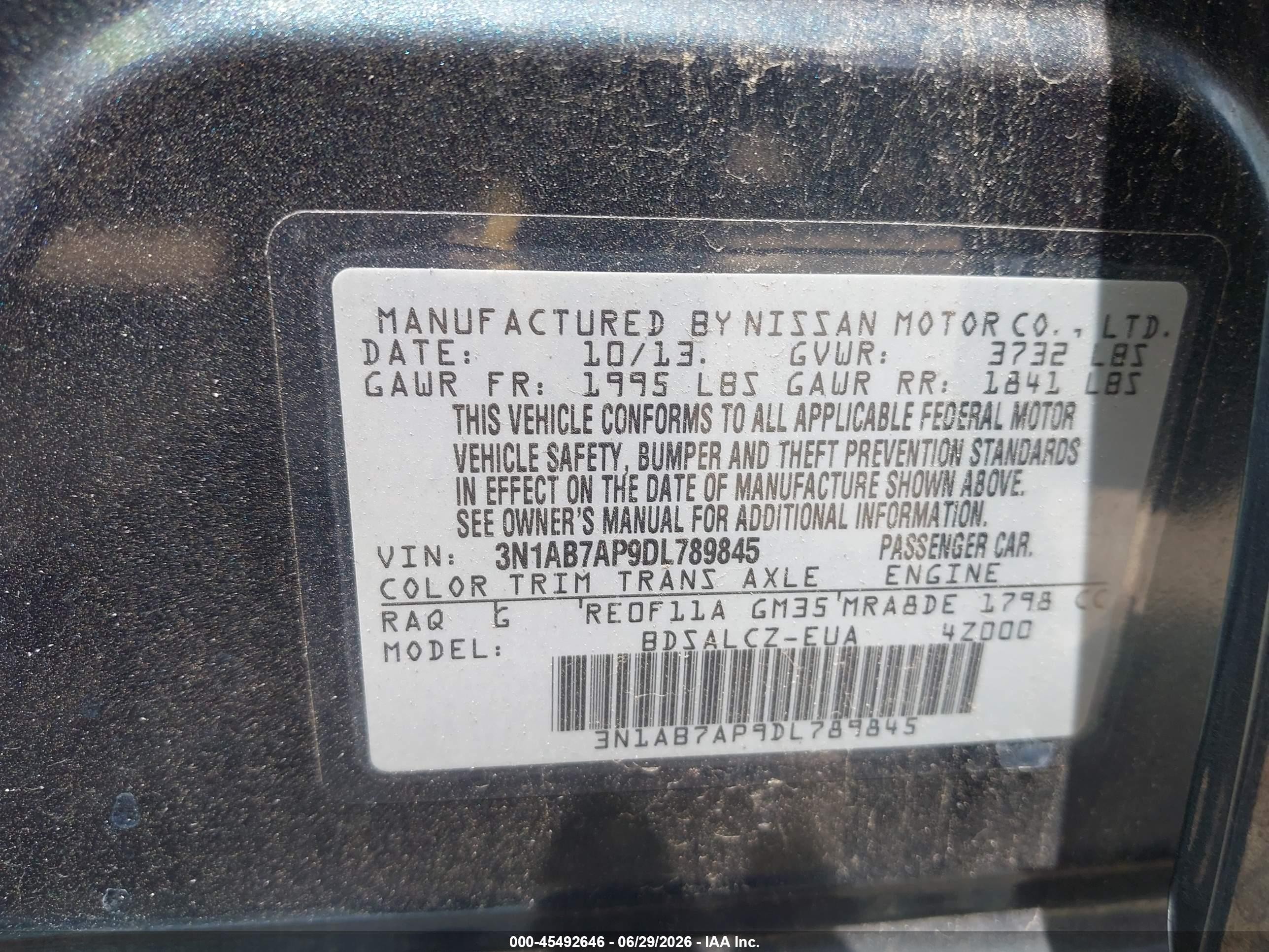 2013 Nissan Sentra S Blue vin: 3N1AB7AP9DL789845