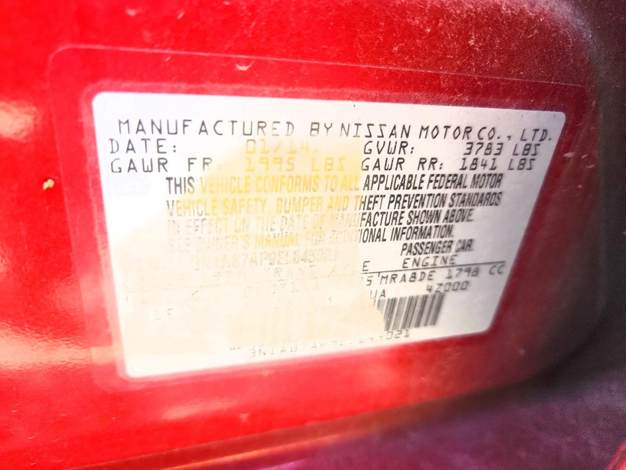 2014 Nissan Sentra S Red vin: 3N1AB7AP9EL645021