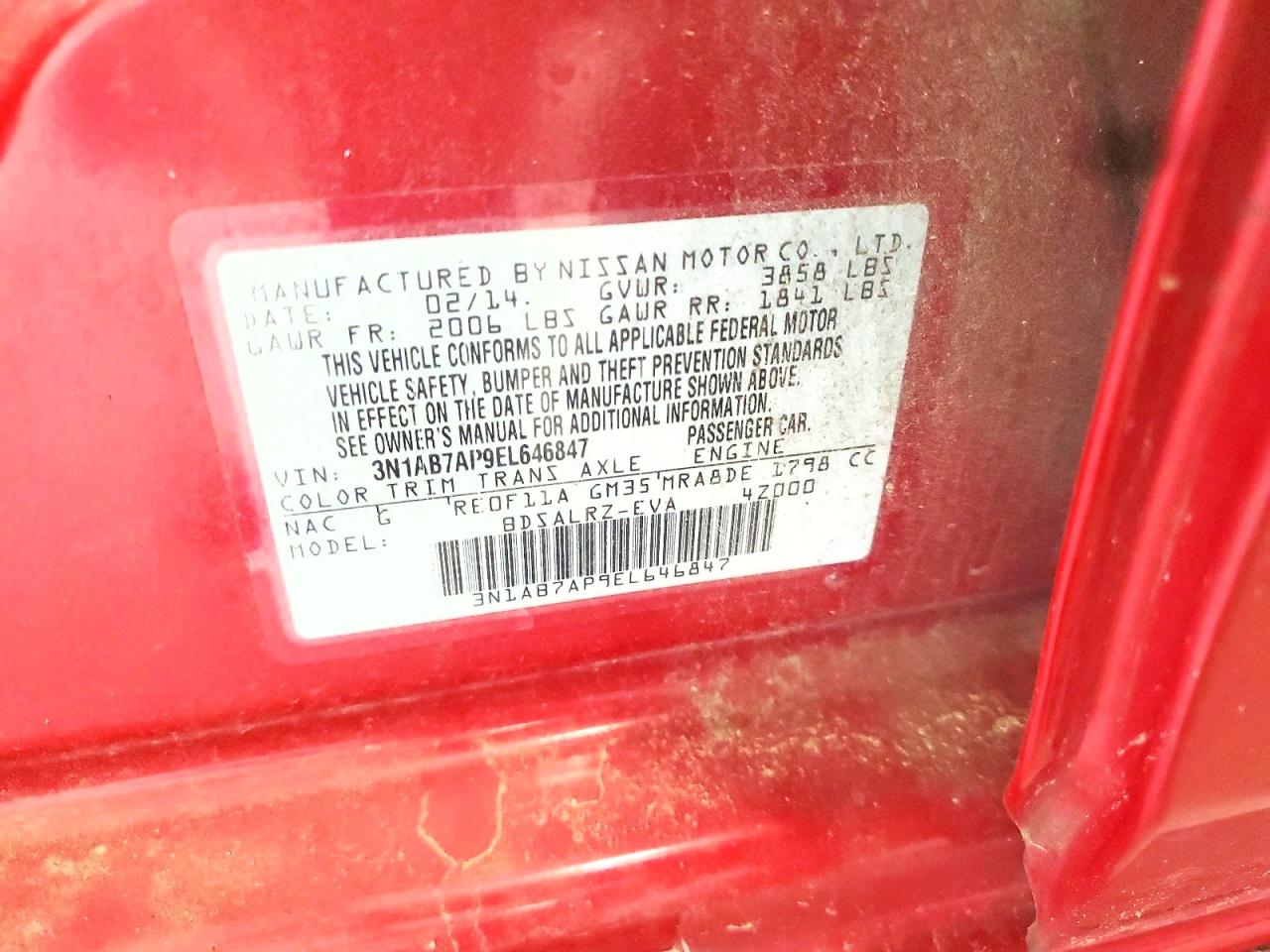 2014 Nissan Sentra Sr Red vin: 3N1AB7AP9EL646847