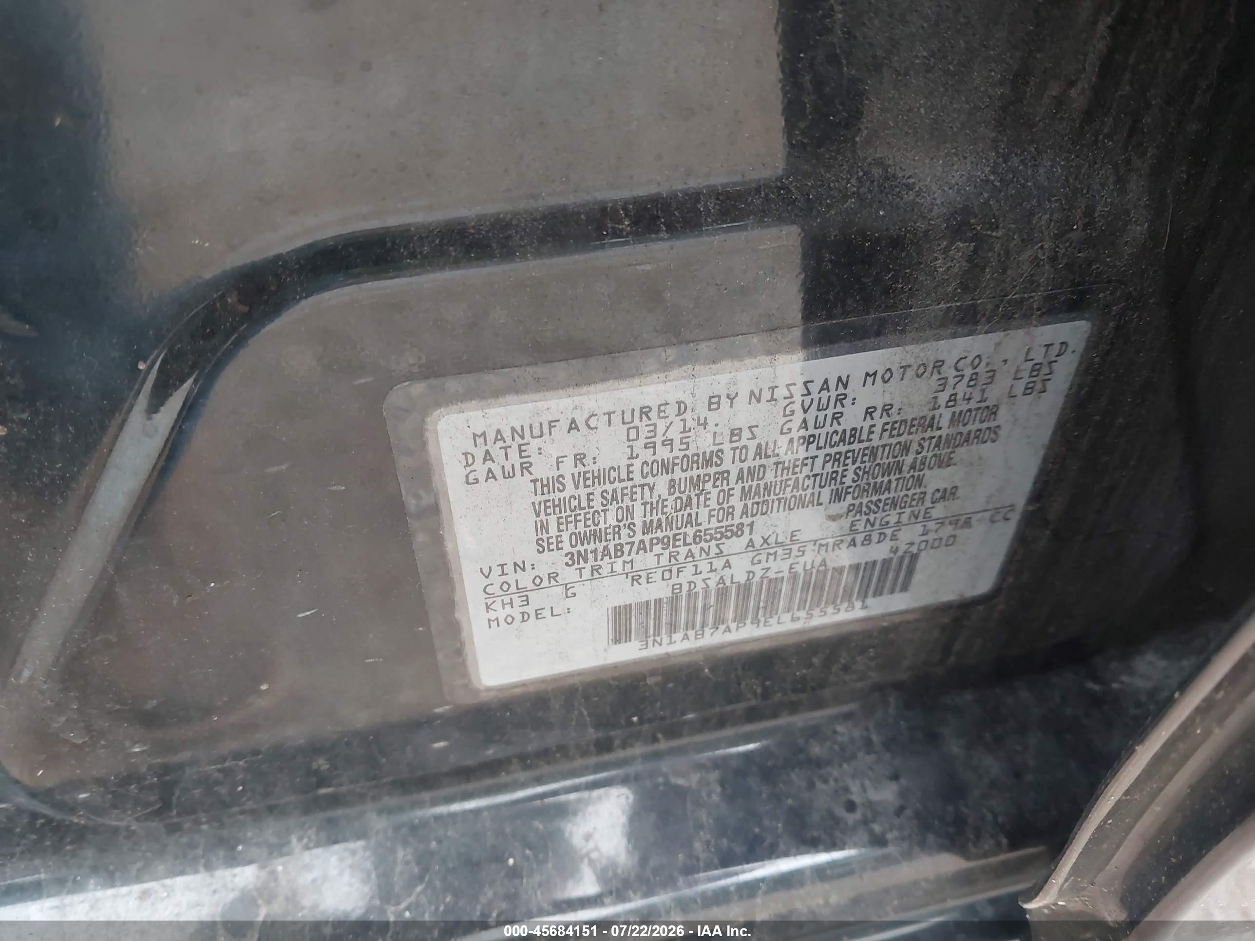 2014 Nissan Sentra Sv Черный vin: 3N1AB7AP9EL655581