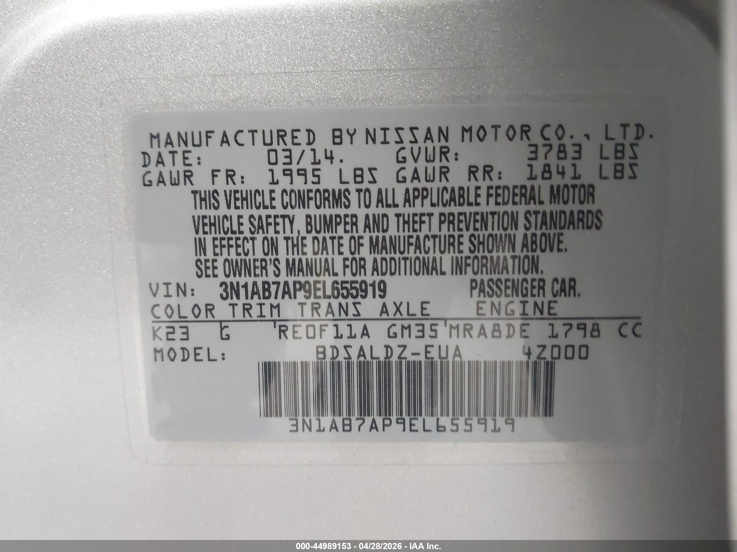 2014 Nissan Sentra Sv Silver vin: 3N1AB7AP9EL655919