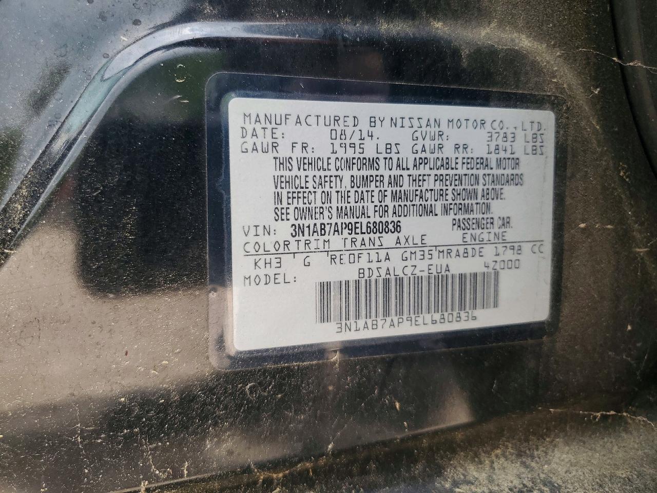 2014 Nissan Sentra S Black vin: 3N1AB7AP9EL680836