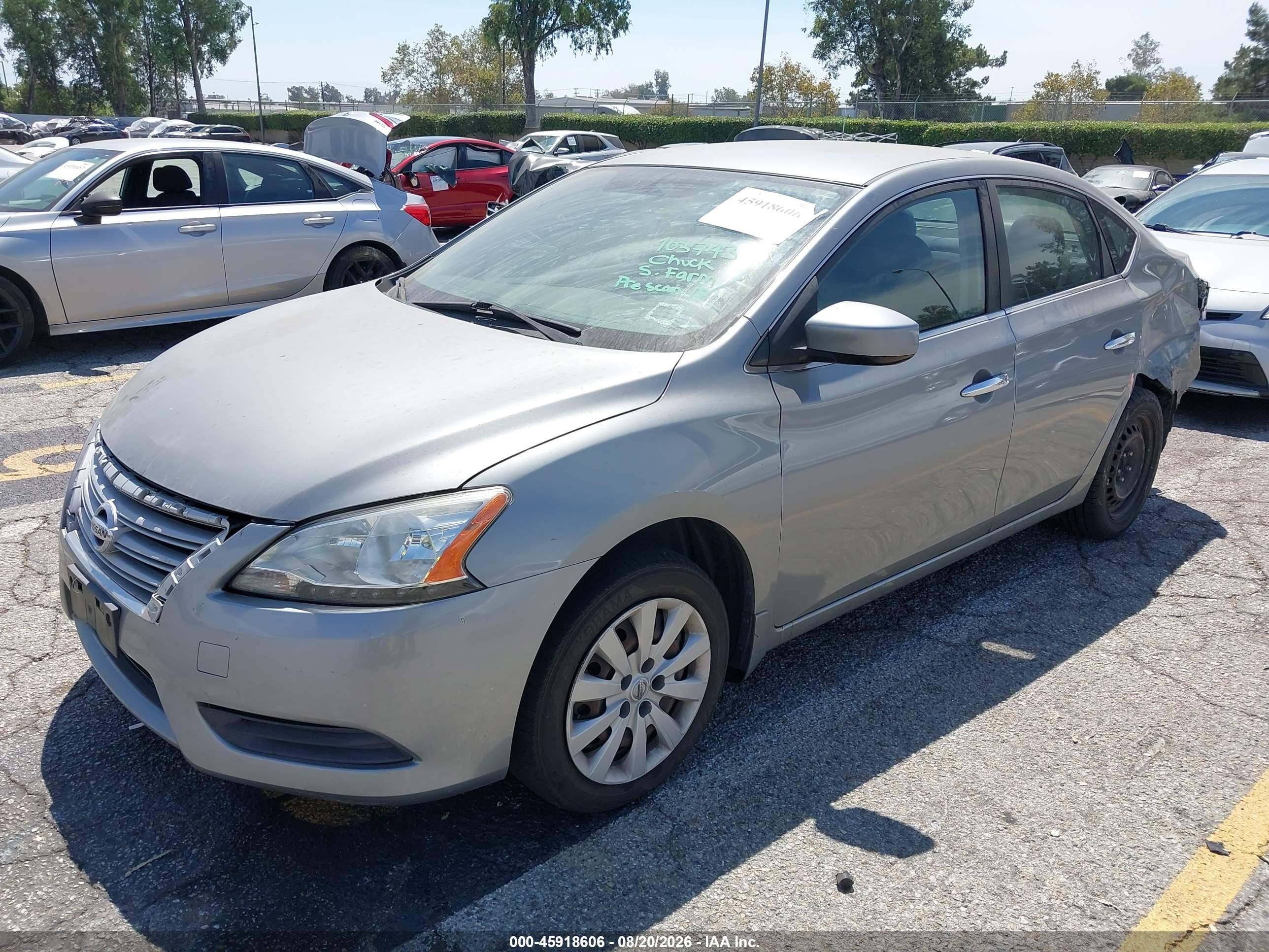 2014 Nissan Sentra S Silver vin: 3N1AB7AP9EL682893