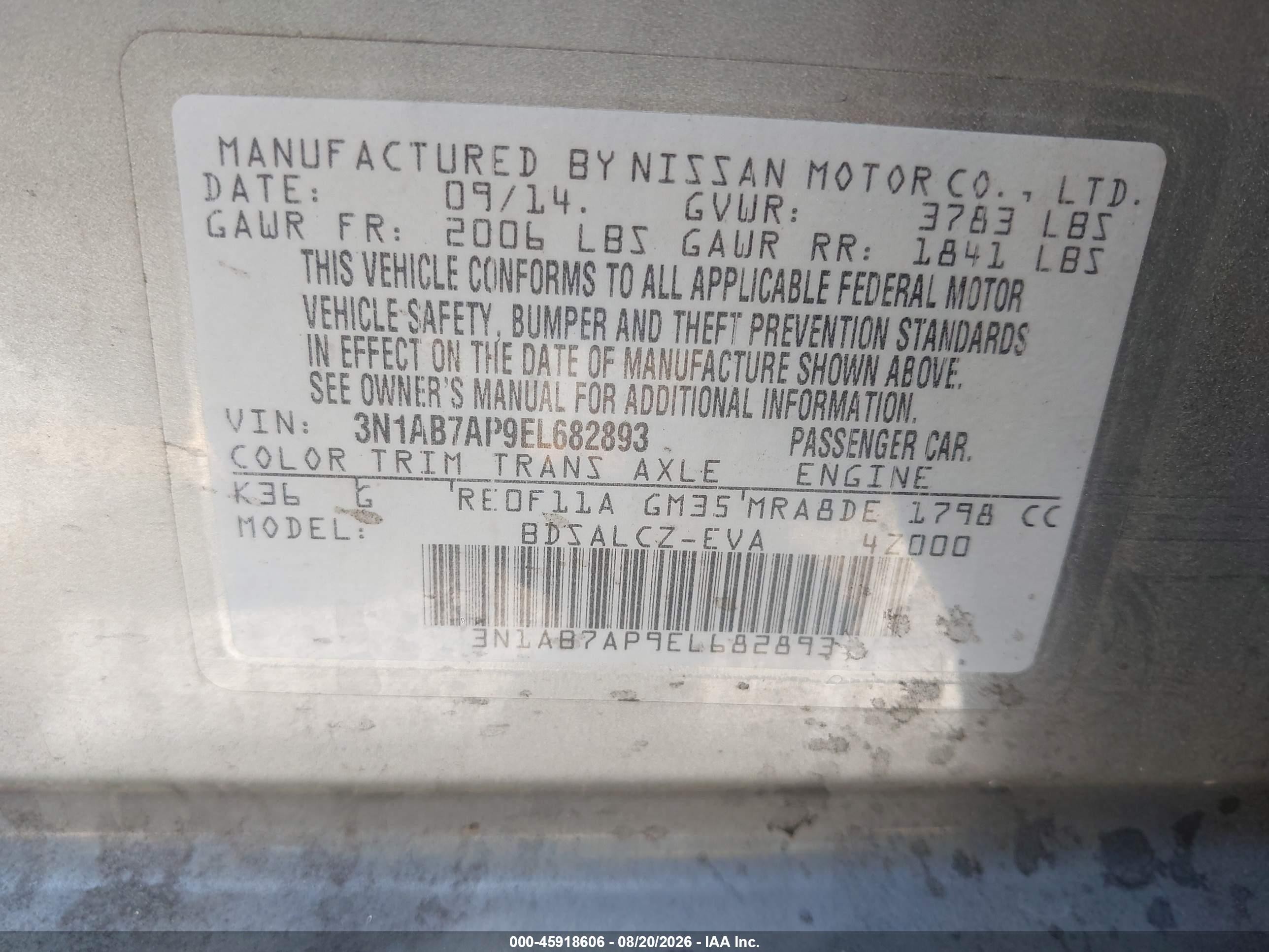 2014 Nissan Sentra S Silver vin: 3N1AB7AP9EL682893