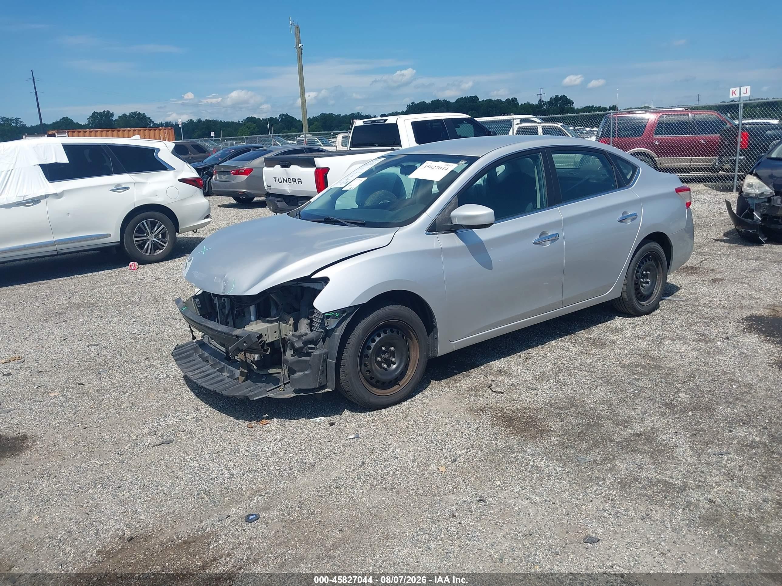 2014 Nissan Sentra Fe+ S/fe+ Sv/s/sl/sr/sv Серебряный vin: 3N1AB7AP9EL687124