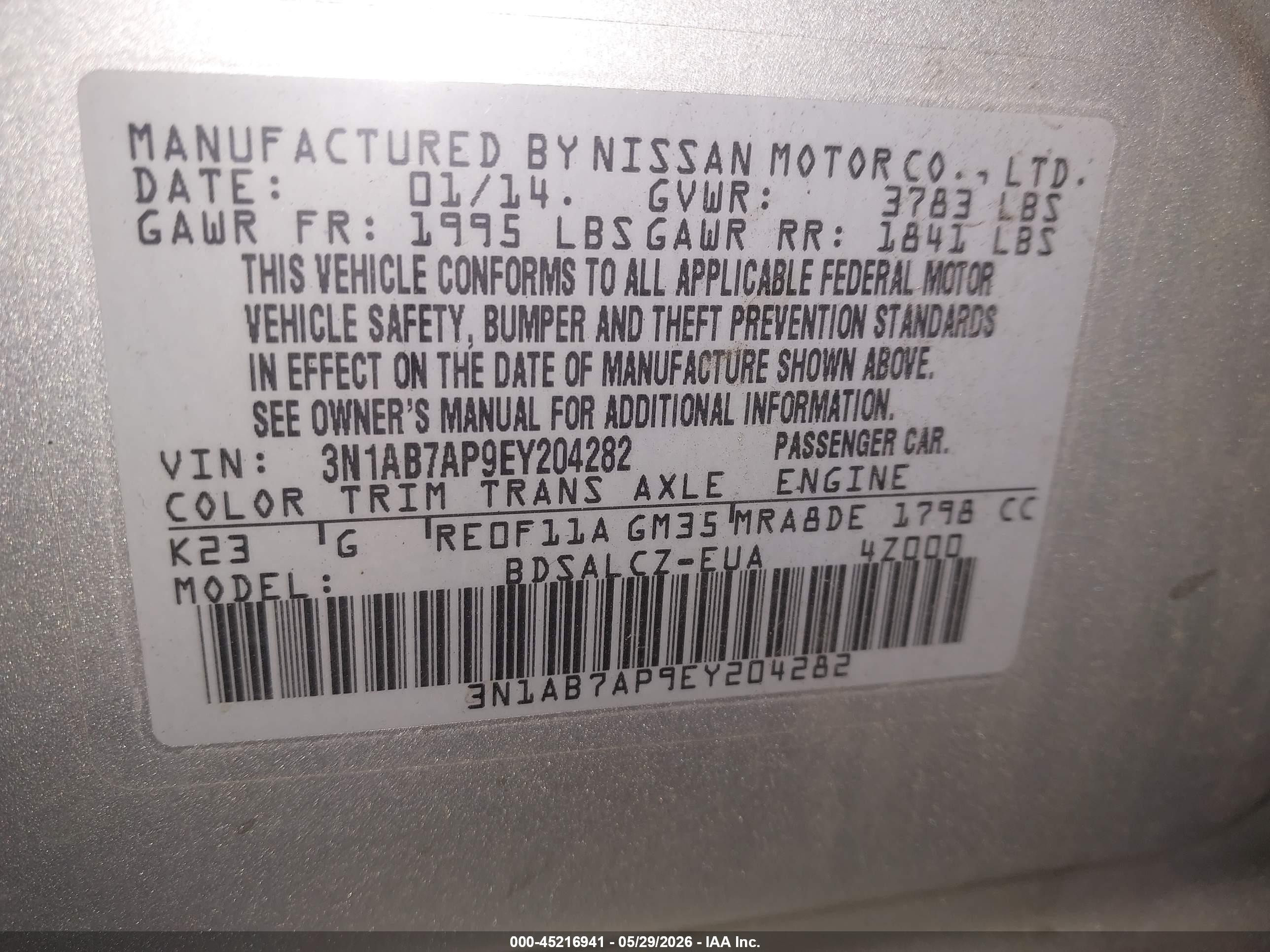 2014 Nissan Sentra S Silver vin: 3N1AB7AP9EY204282