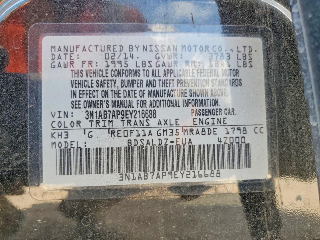 2014 Nissan Sentra Sv Black vin: 3N1AB7AP9EY216688