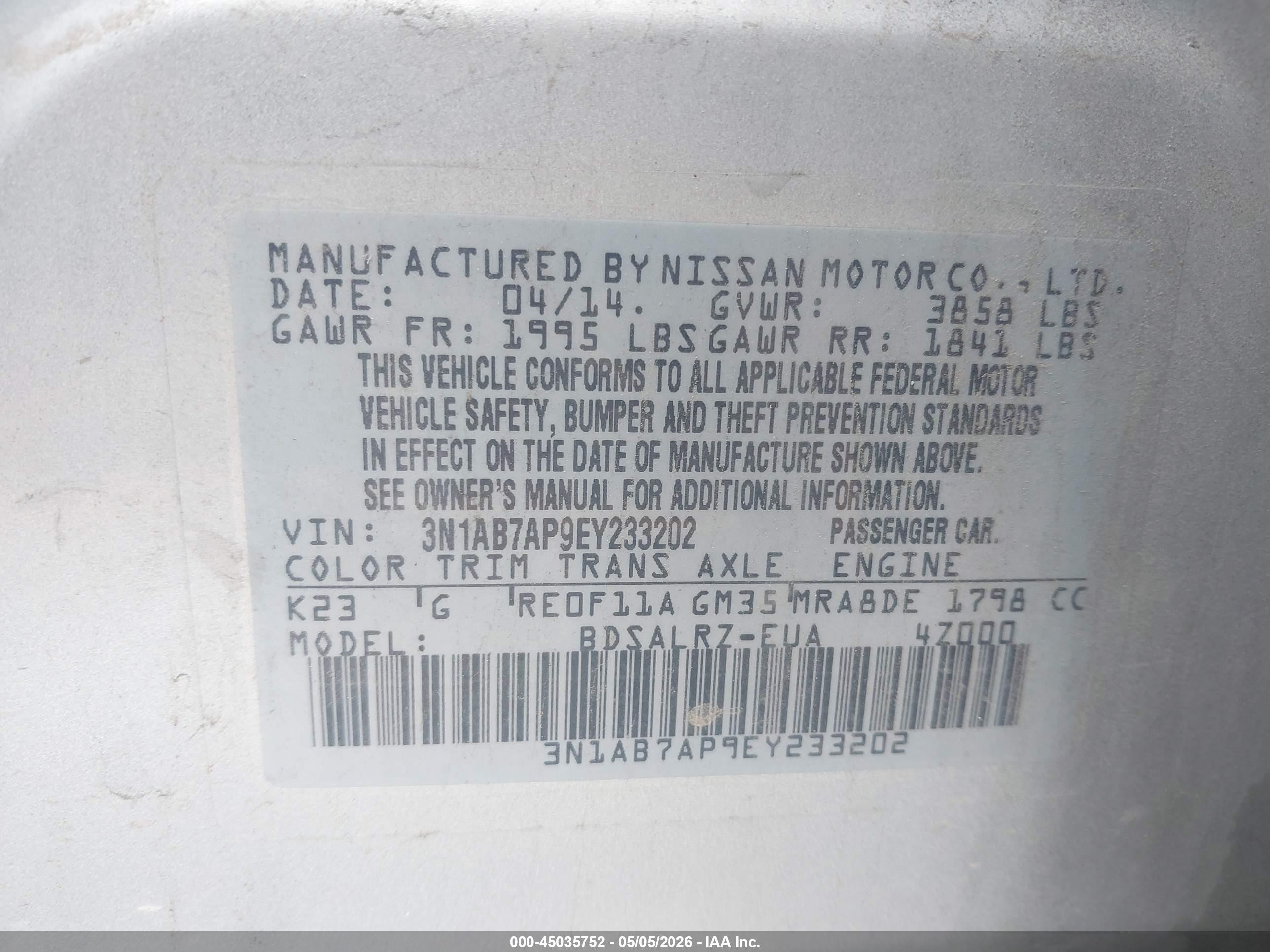 2014 Nissan Sentra Sr Silver vin: 3N1AB7AP9EY233202