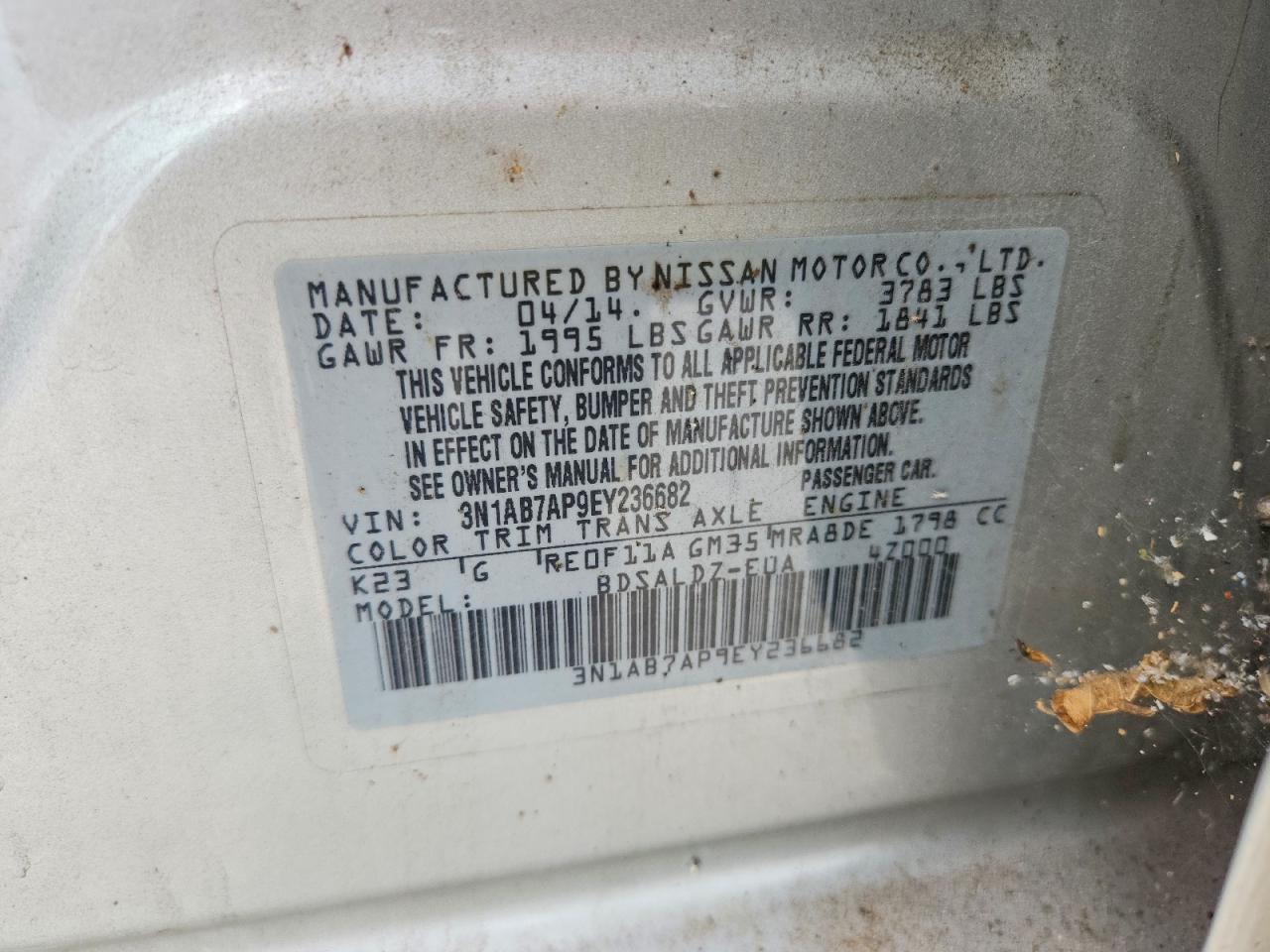 2014 Nissan Sentra Sv Silver vin: 3N1AB7AP9EY236682
