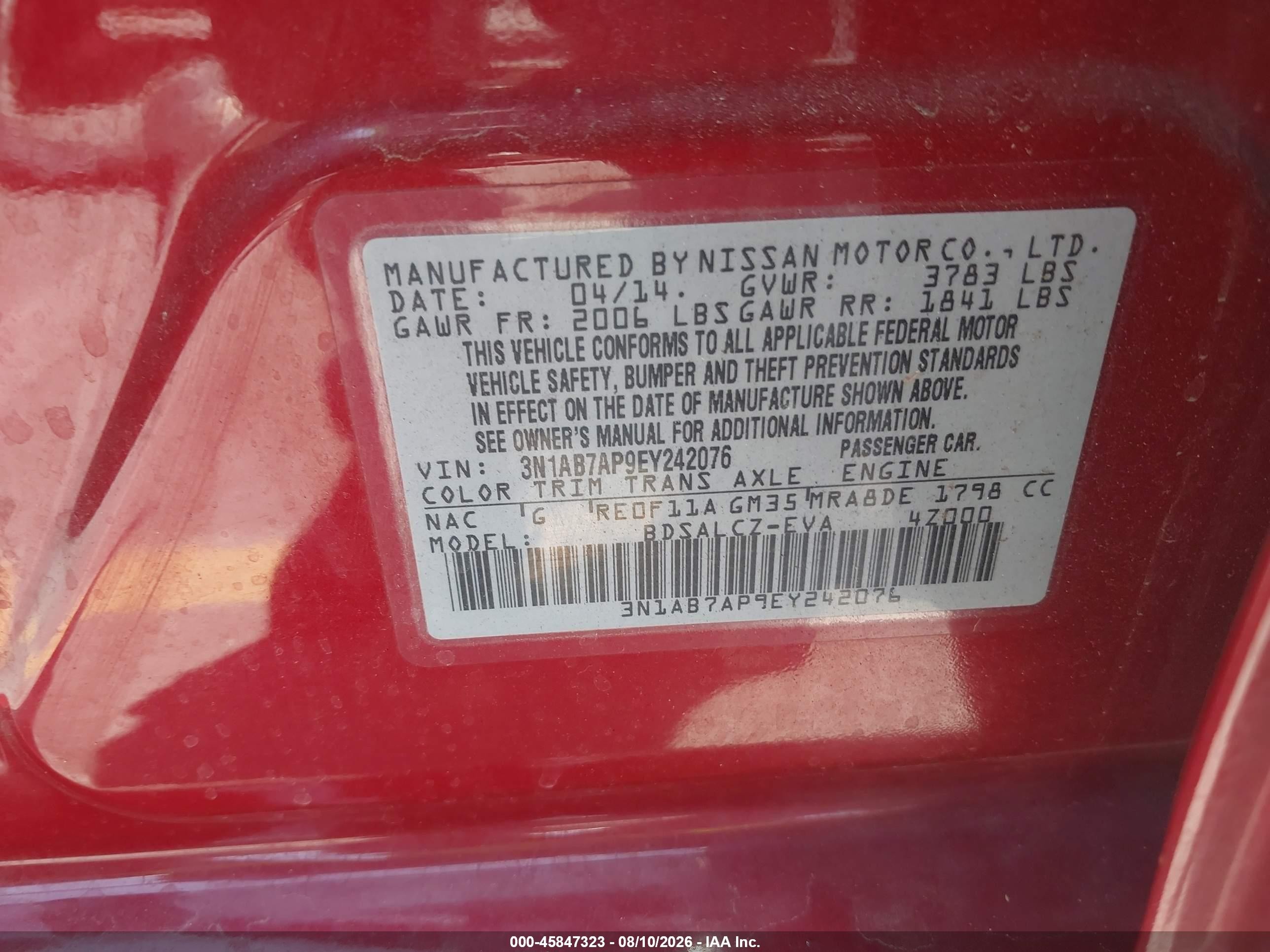 2014 Nissan Sentra S Red vin: 3N1AB7AP9EY242076