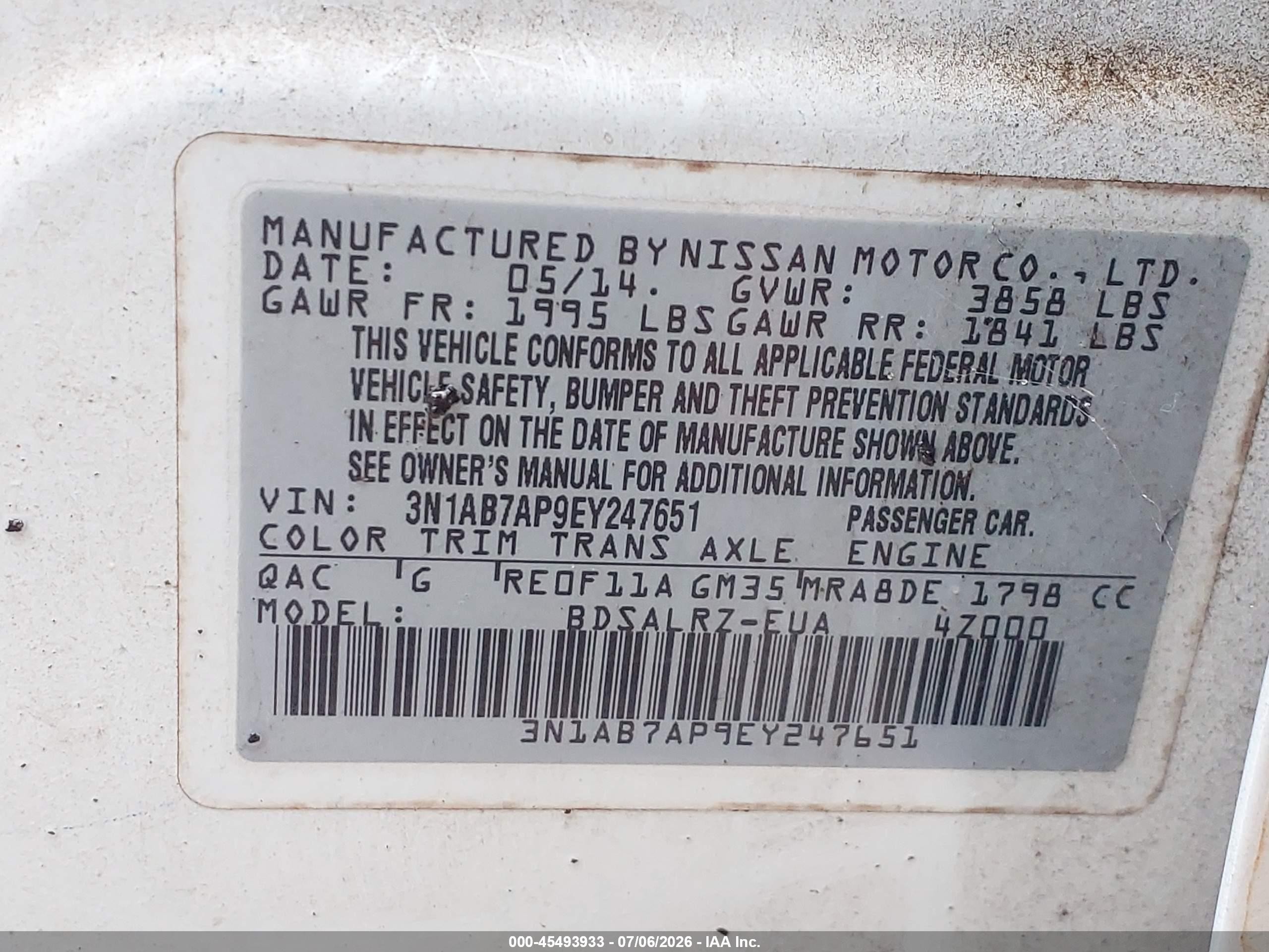 2014 Nissan Sentra Sr White vin: 3N1AB7AP9EY247651