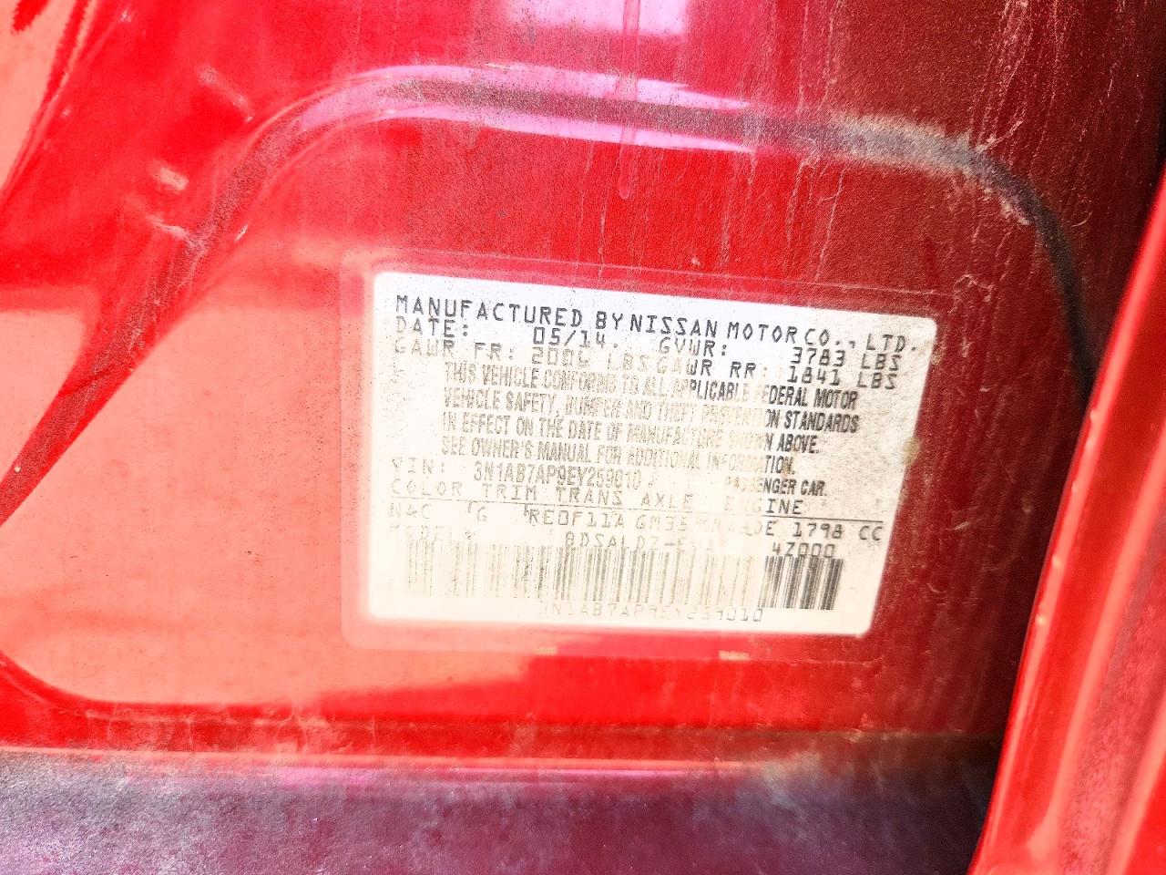 2014 Nissan Sentra Sv Burgundy vin: 3N1AB7AP9EY259010
