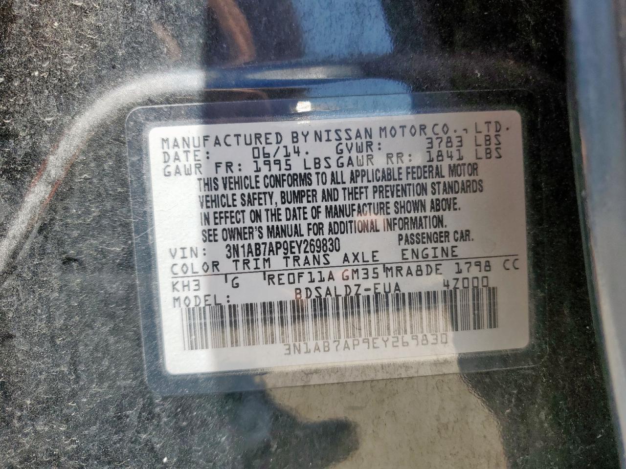 2014 Nissan Sentra S Black vin: 3N1AB7AP9EY269830