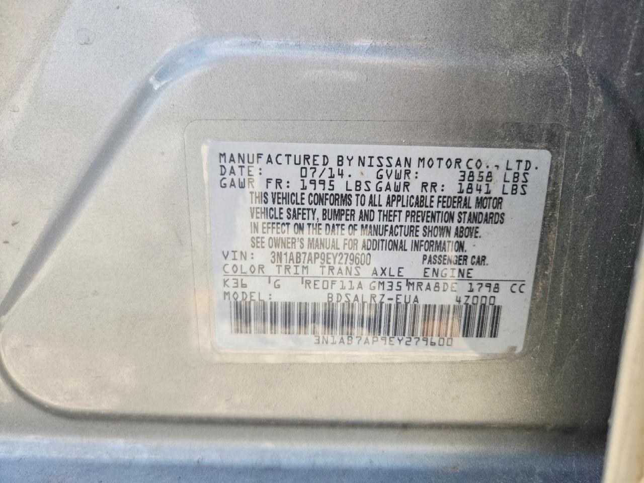 2014 Nissan Sentra Sr Silver vin: 3N1AB7AP9EY279600