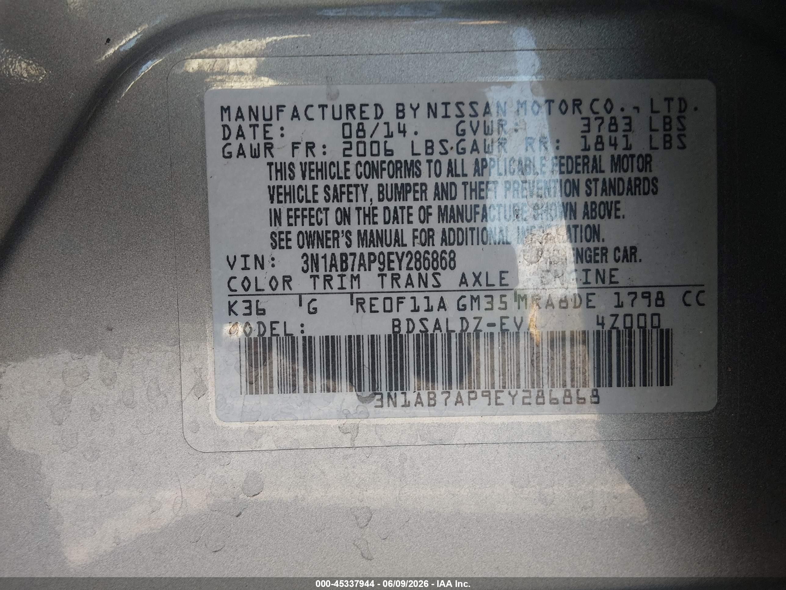 2014 Nissan Sentra Sv Silver vin: 3N1AB7AP9EY286868