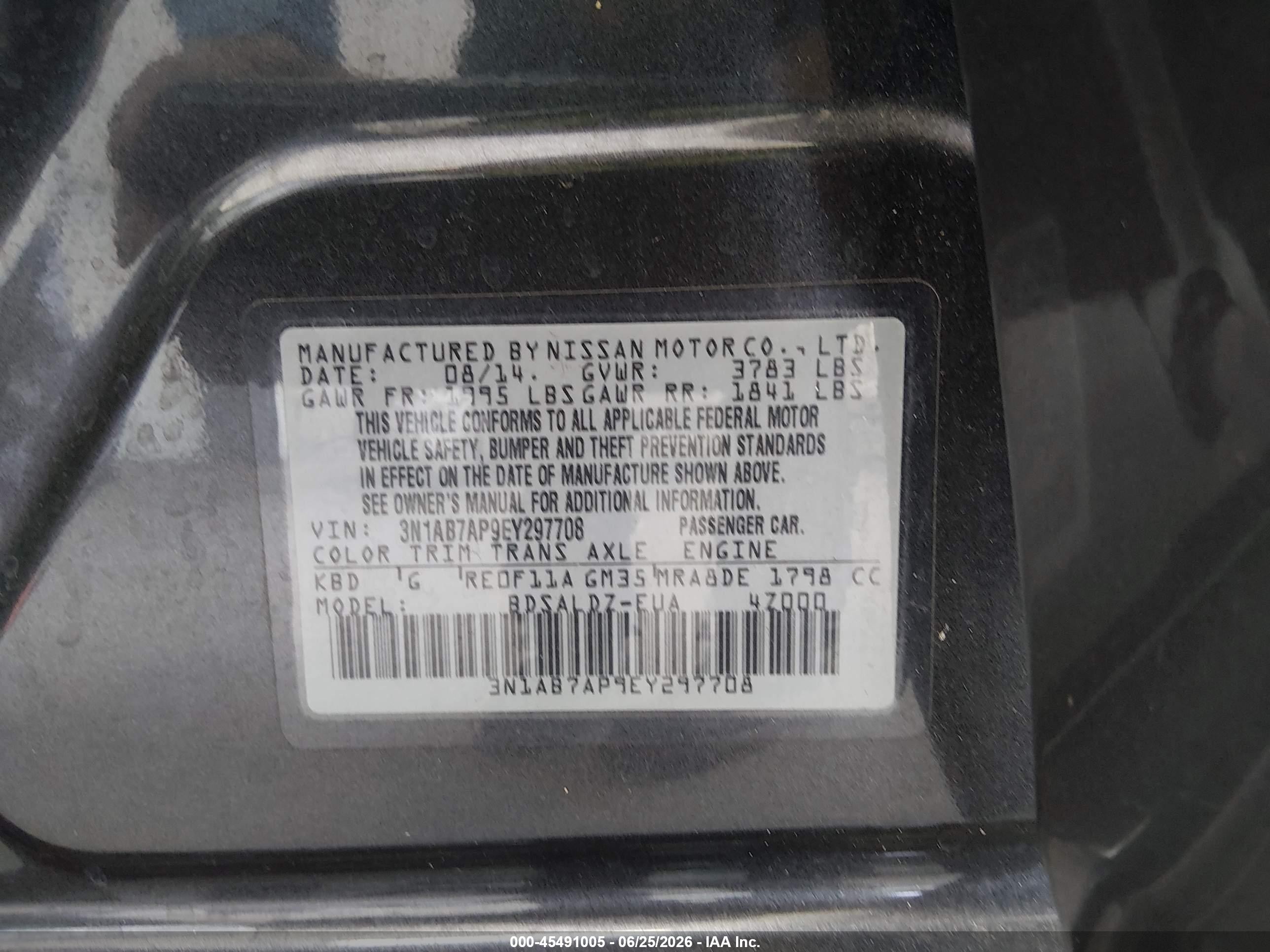 2014 Nissan Sentra Sv Gray vin: 3N1AB7AP9EY297708