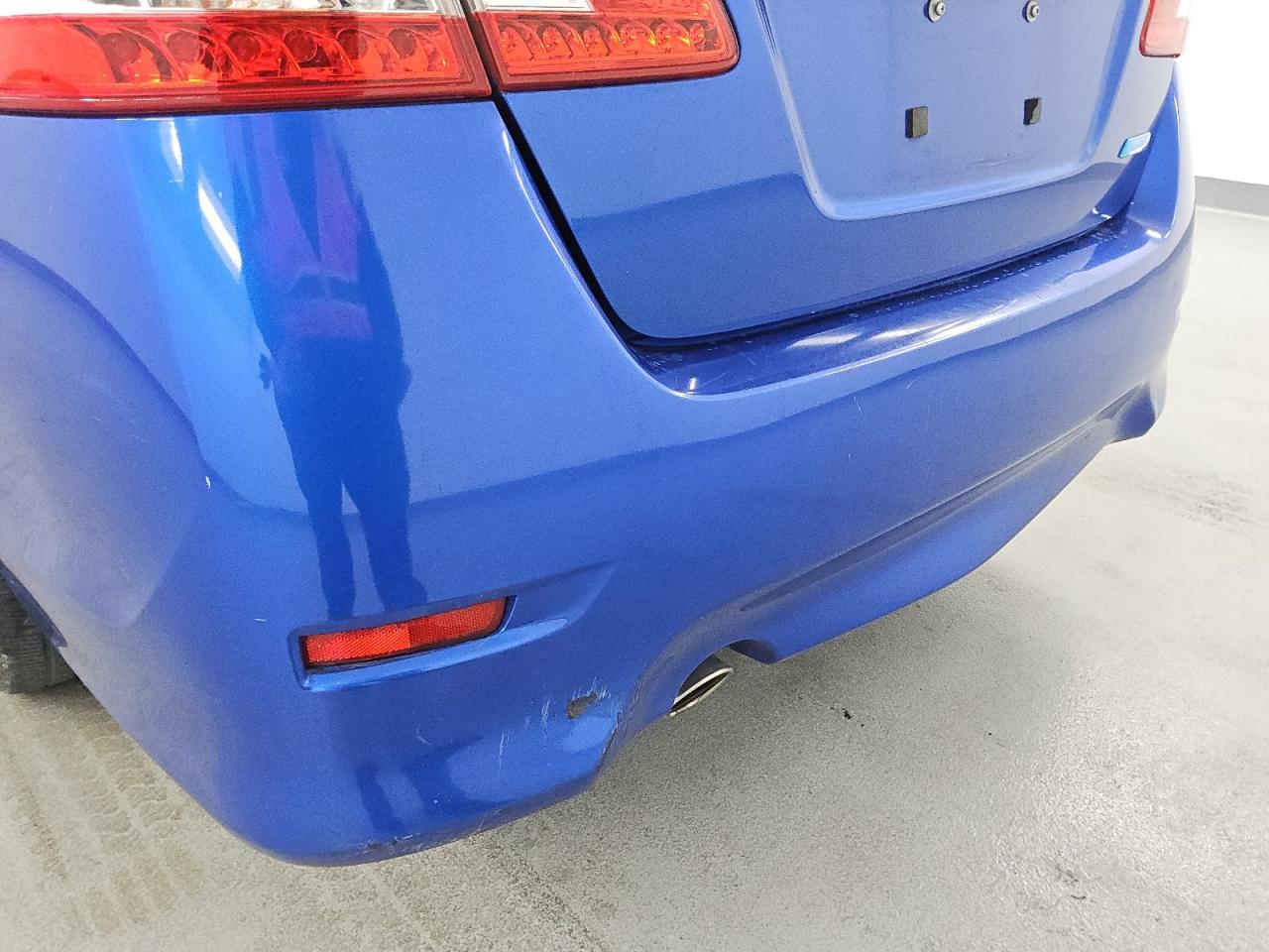 2014 Nissan Sentra Sr Blue vin: 3N1AB7AP9EY303412 Damage: Rear Bumper, Dent(S) W/ Paint Dmg, 7 To 8 Inches