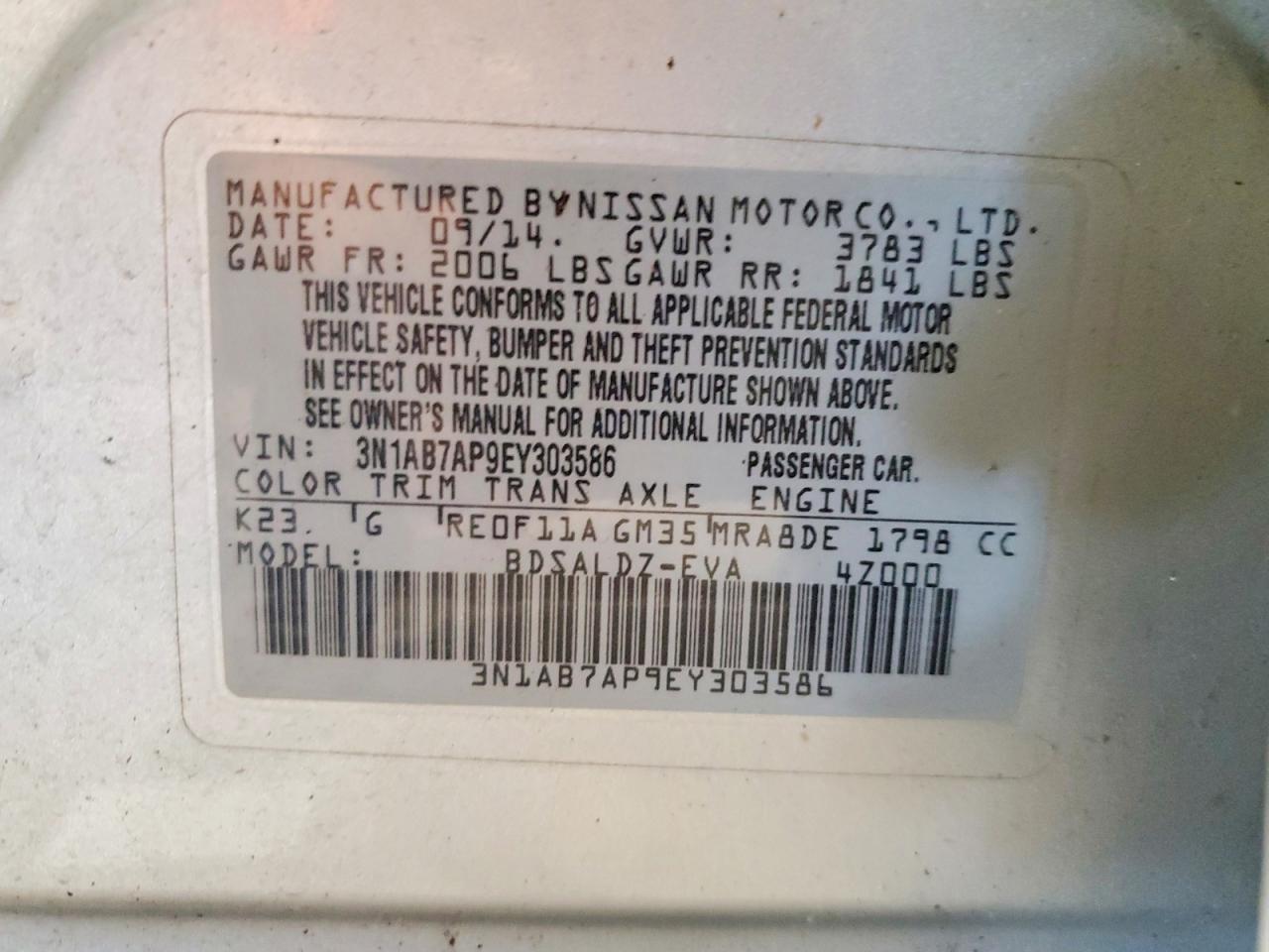 2014 Nissan Sentra Sv Silver vin: 3N1AB7AP9EY303586