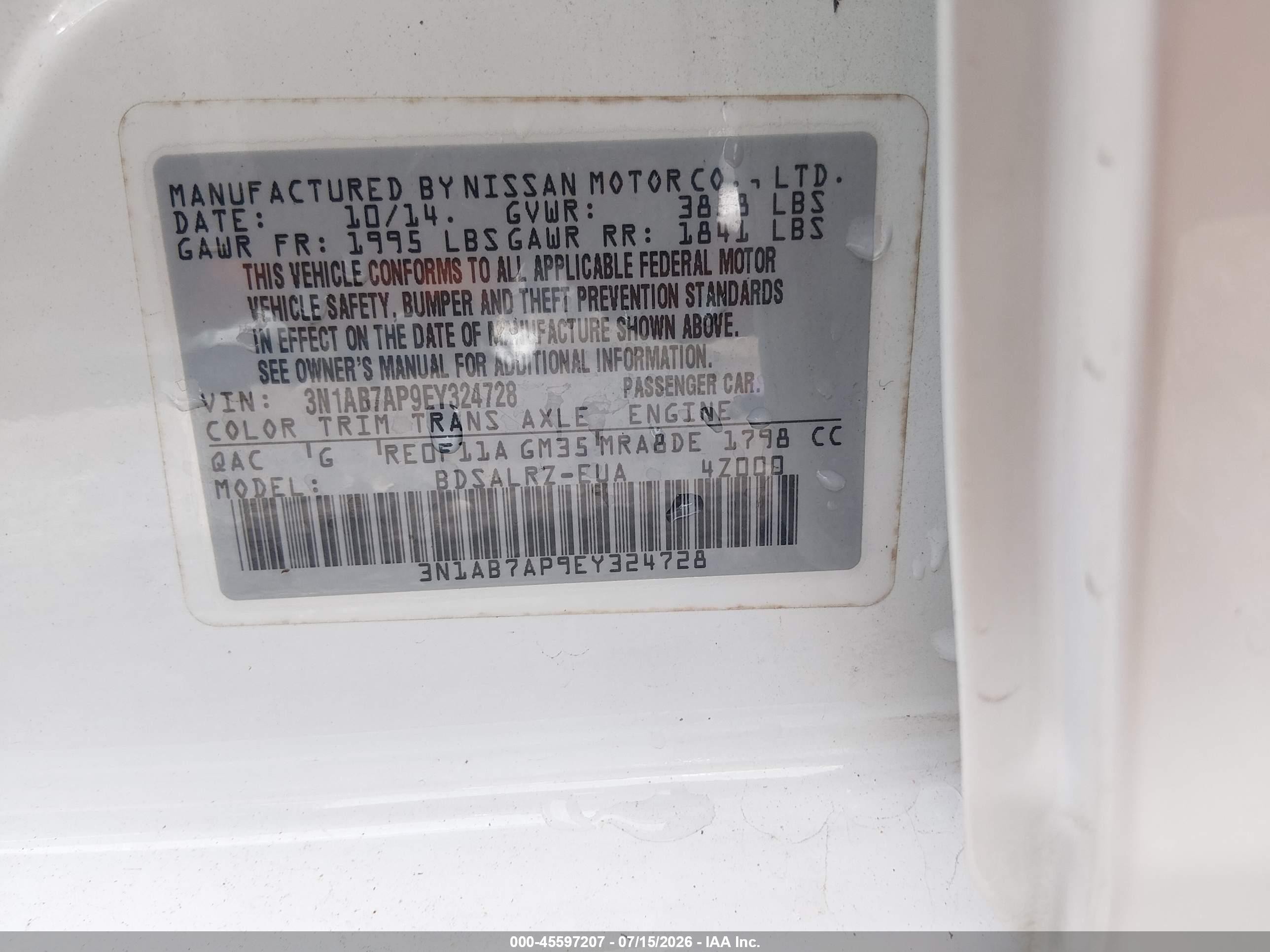 2014 Nissan Sentra Sr White vin: 3N1AB7AP9EY324728