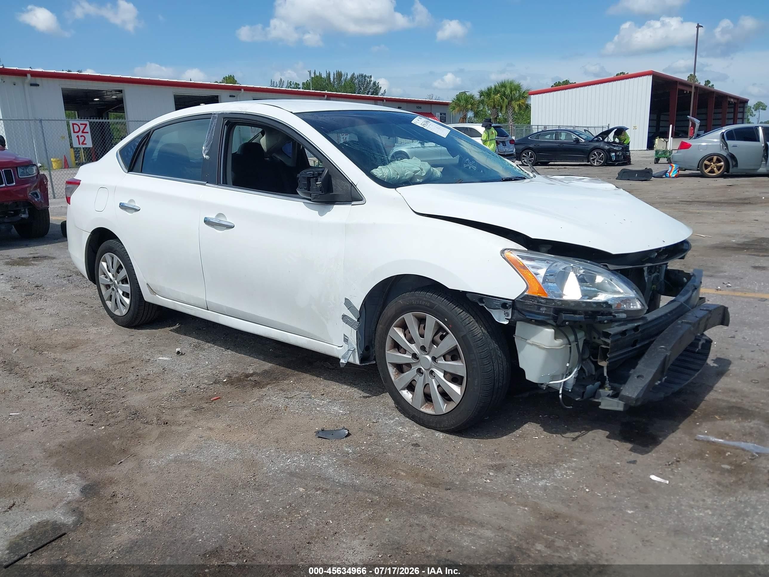 2015 Nissan Sentra Fe+ S/s/sl/sr/sv White vin: 3N1AB7AP9FL633243