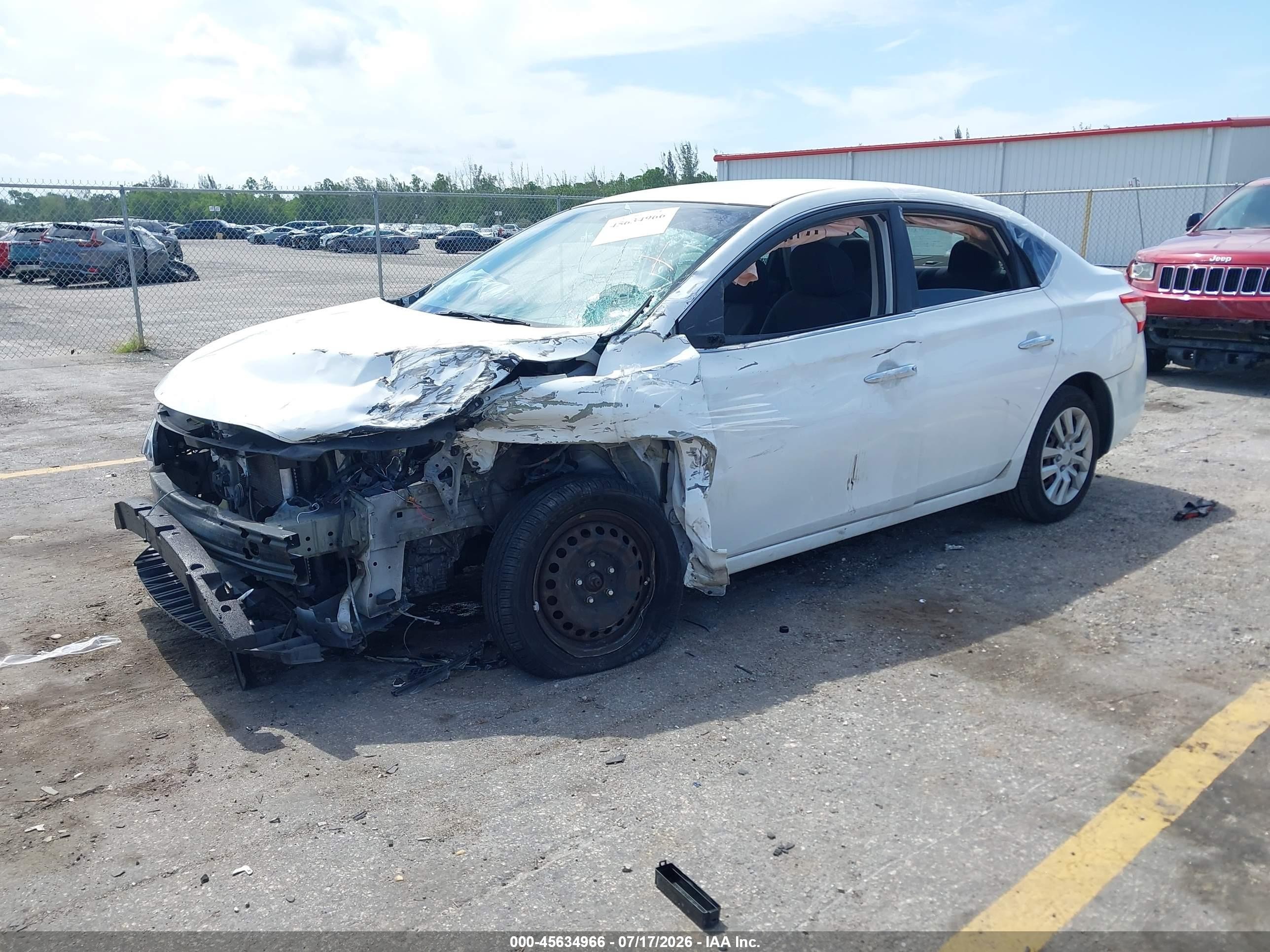 2015 Nissan Sentra Fe+ S/s/sl/sr/sv White vin: 3N1AB7AP9FL633243