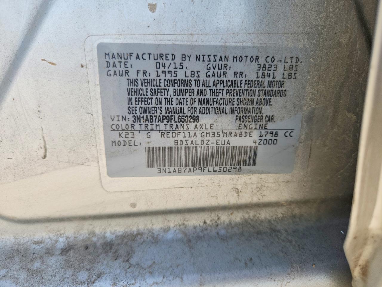 2015 Nissan Sentra Sv Silver vin: 3N1AB7AP9FL650298