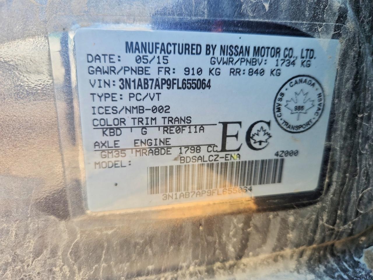 2015 Nissan Sentra S Gray vin: 3N1AB7AP9FL655064