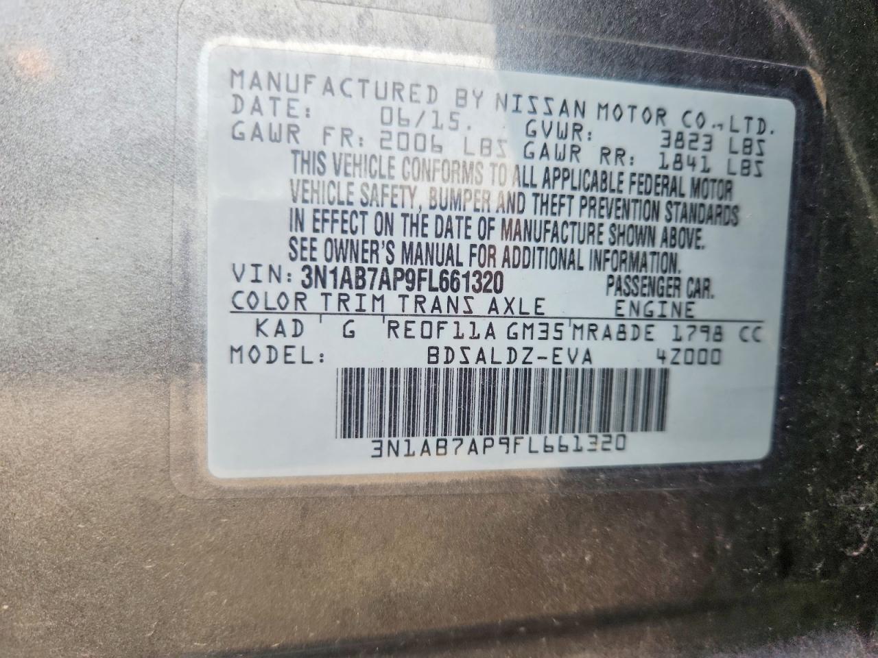 2015 Nissan Sentra Sv Gray vin: 3N1AB7AP9FL661320