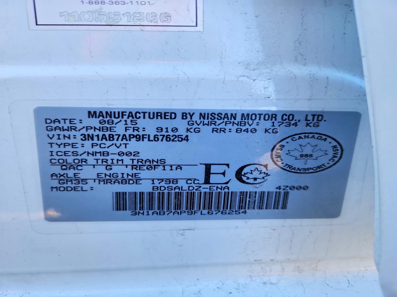 2015 Nissan Sentra Белый vin: 3N1AB7AP9FL676254